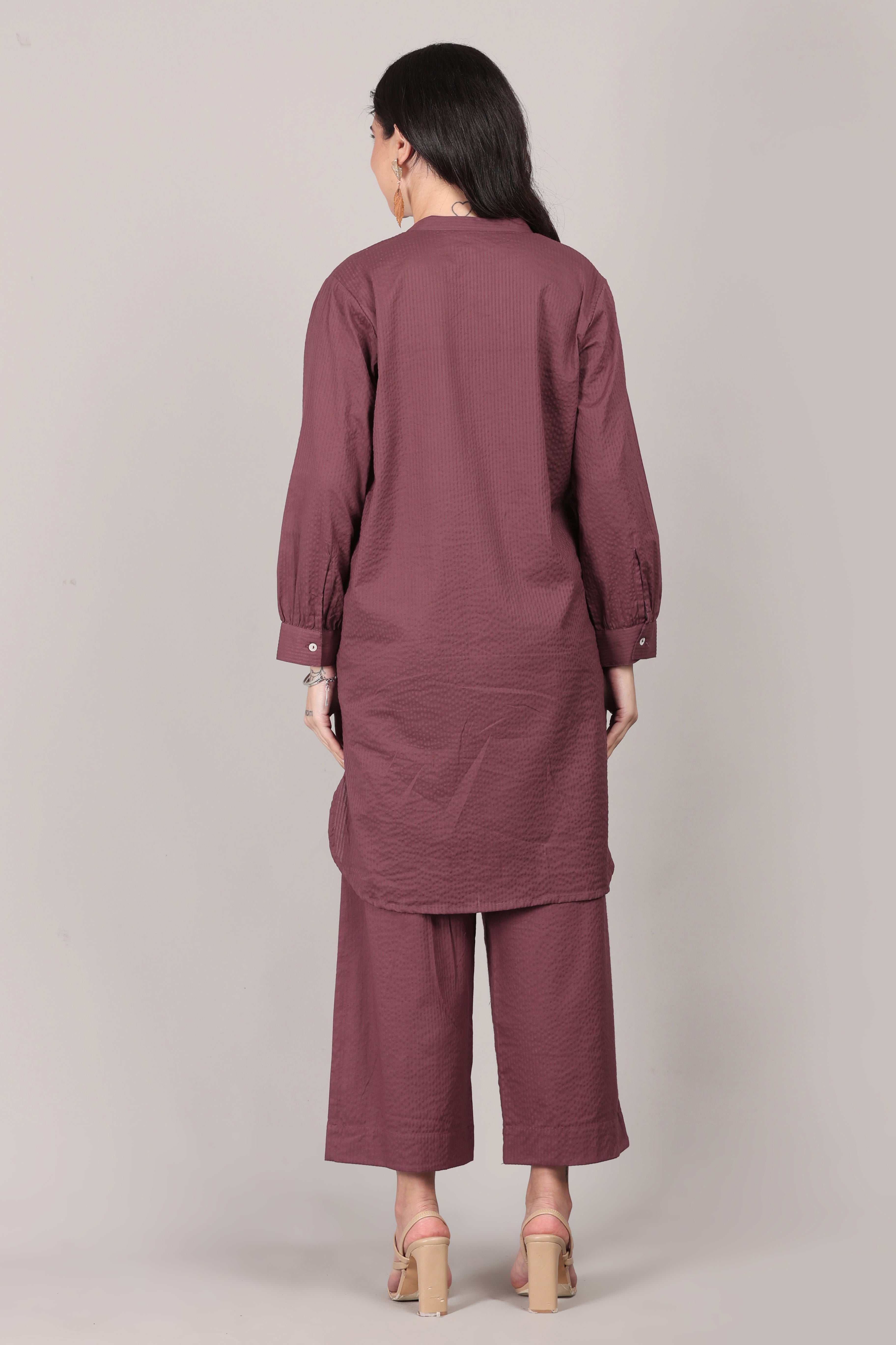 Dry Rose Seersucker Cotton A-Line Kurta Pant Co-Ord Set
