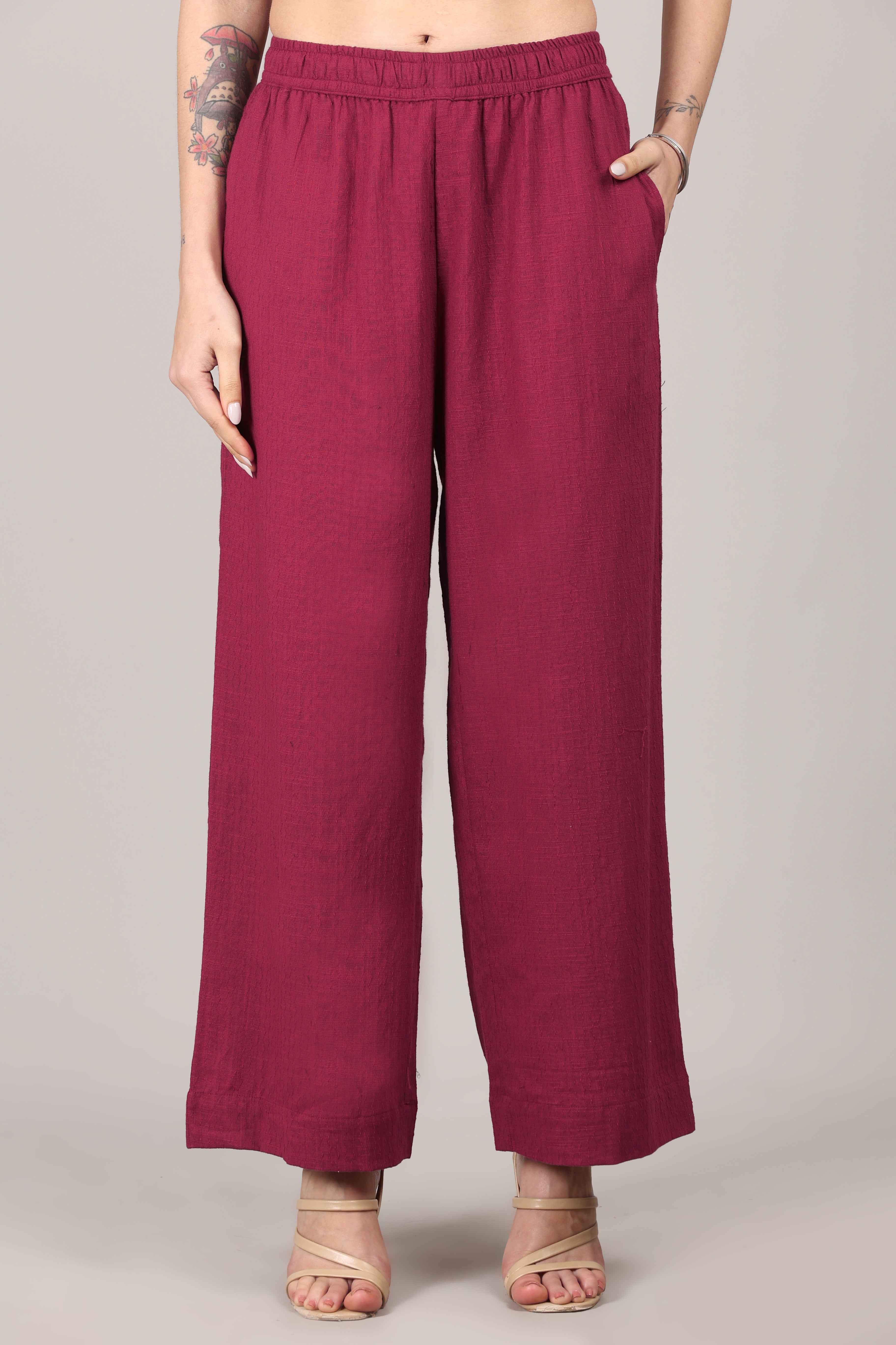 Sangria Dobby Striped Cotton A-Line Kurta Pant Co-Ord Set (Sukoon)