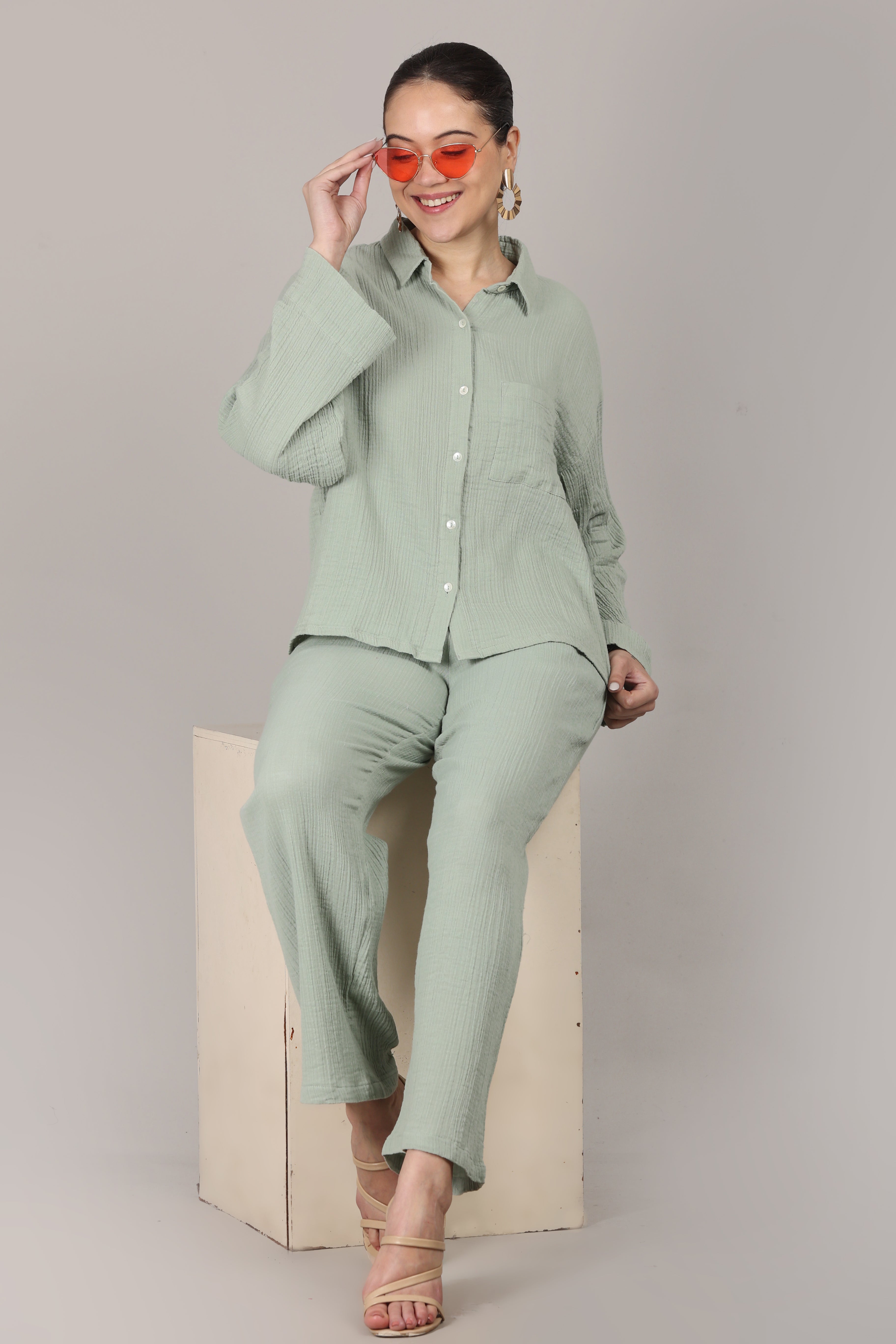 The Sunday Co-ord Set in Aqua Green