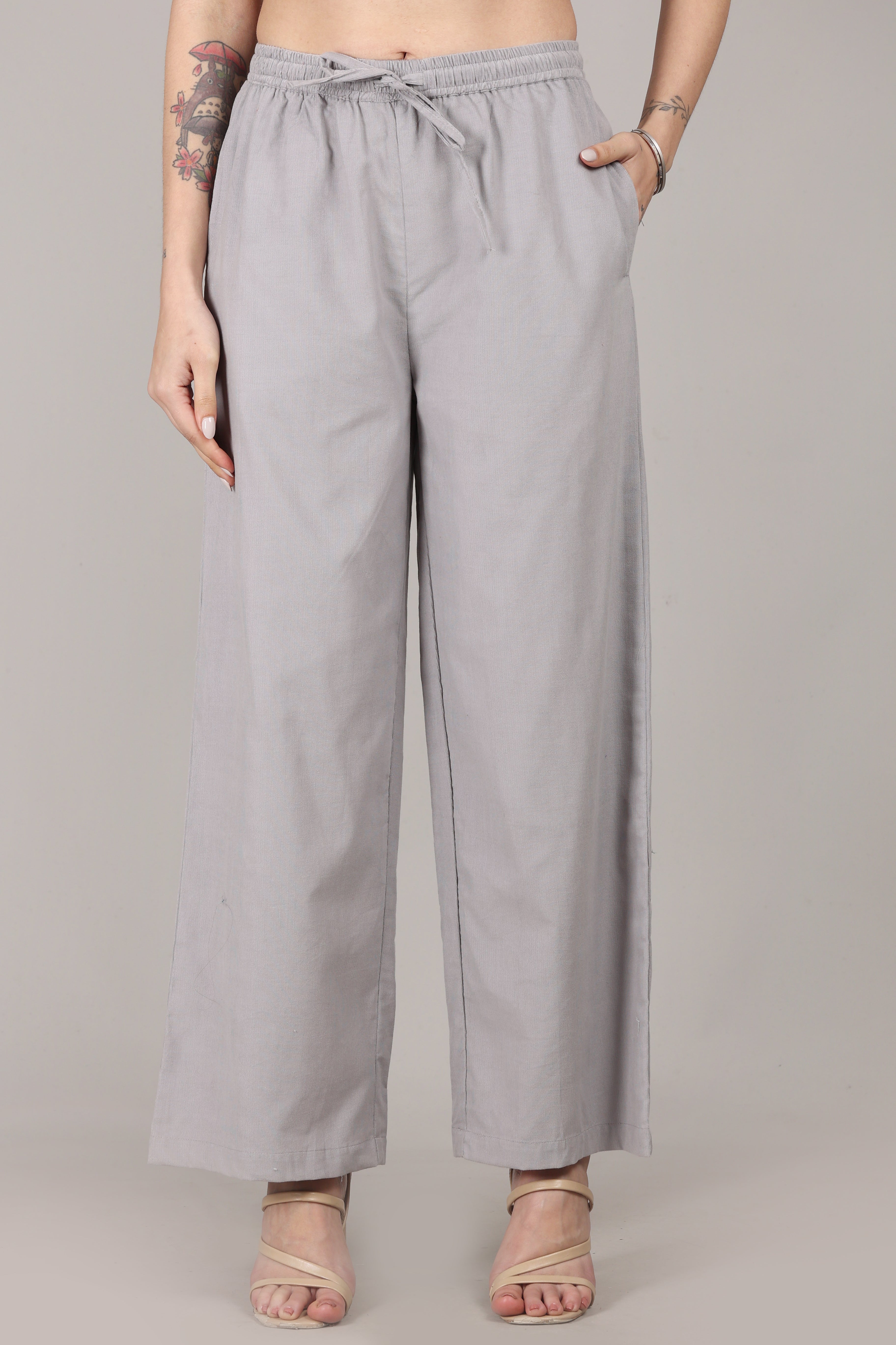 Cloud Grey Corduroy Solid Cotton A-Line Kurta Pant Co-Ord Set