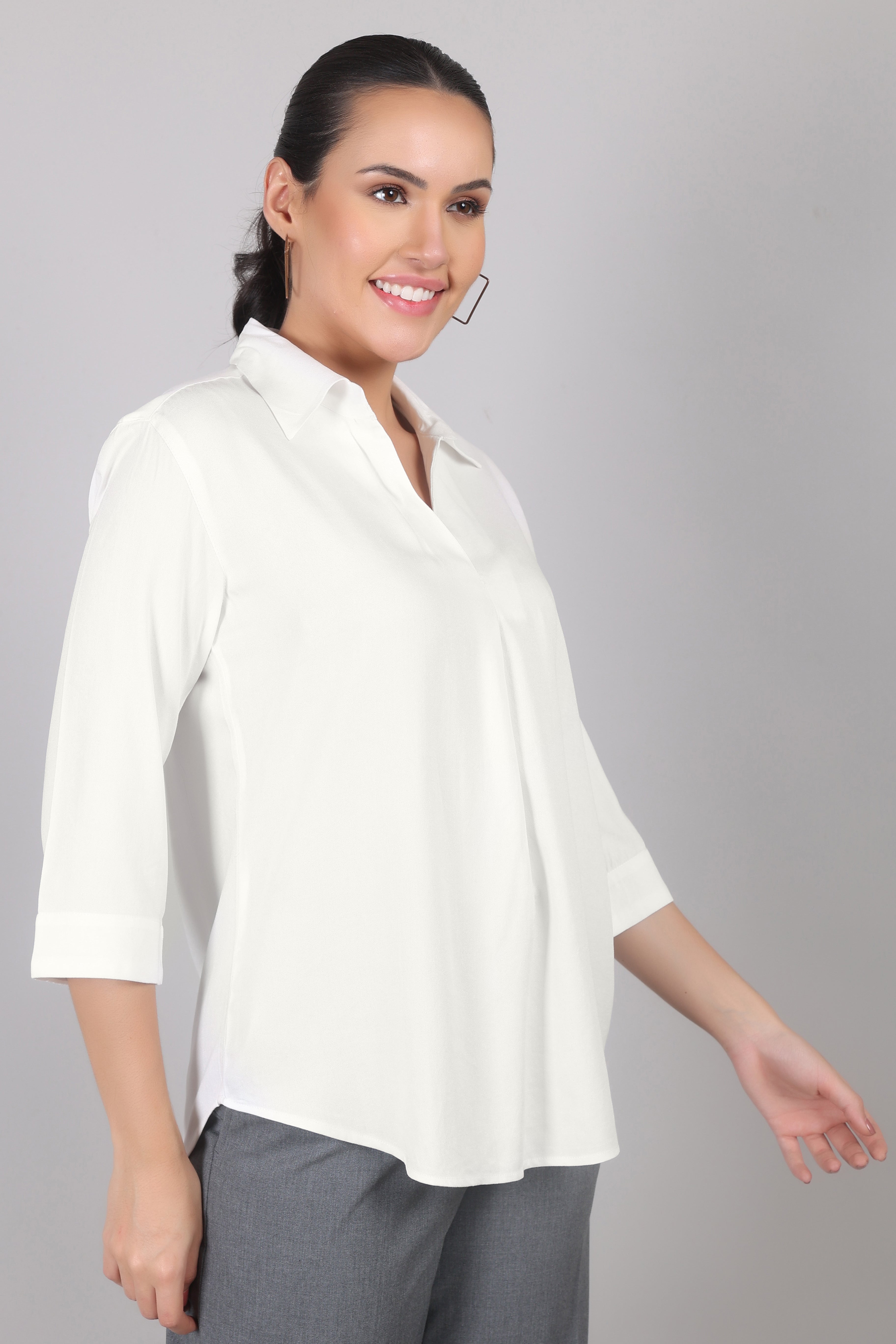 The Skipper Viscose Shirt in Cloud White