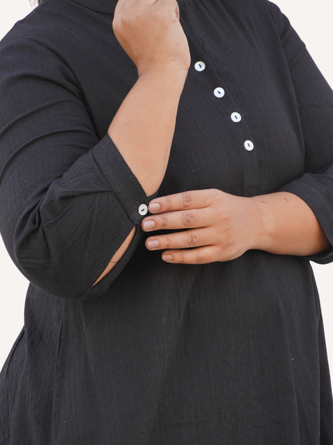 Black Dobby Striped Cotton A-Line Kurta Pant Co-Ord Set (Sukoon)