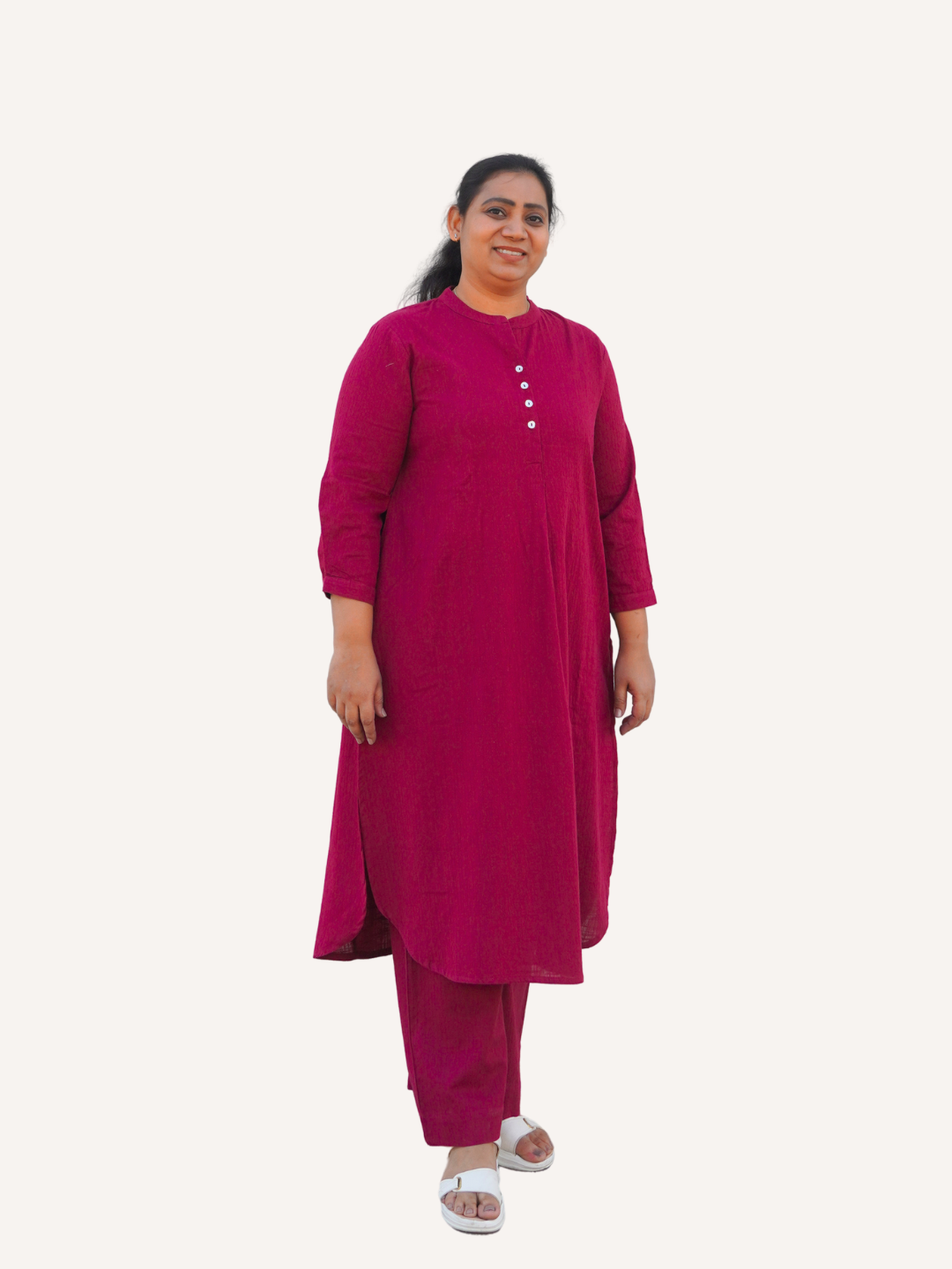 Sangria Dobby Striped Cotton A-Line Kurta Pant Co-Ord Set (Sukoon)