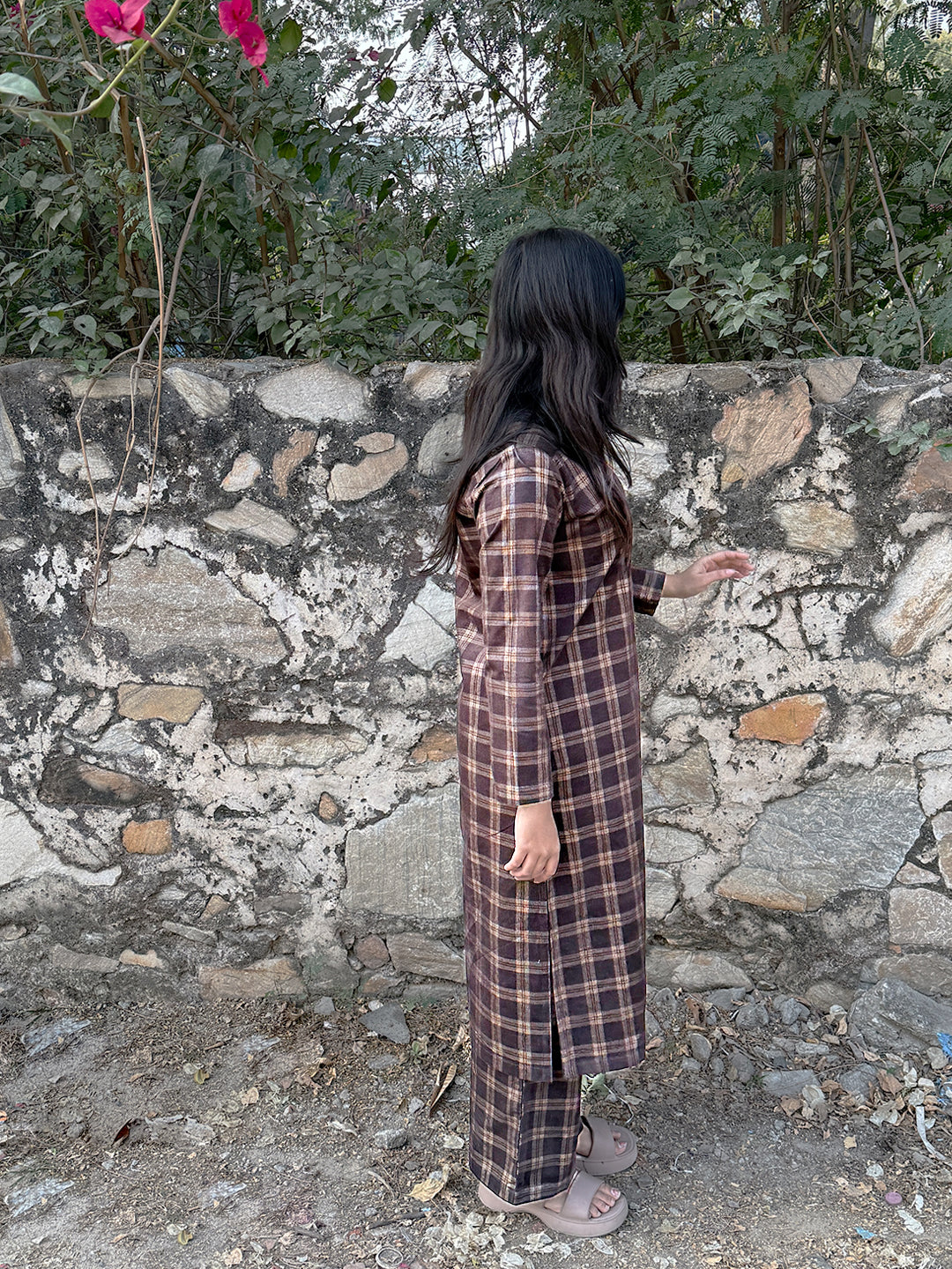 Truffle Brown Corduroy Yarn-dyed Straight-Fit Cotton Kurta Pant Co-ord Set