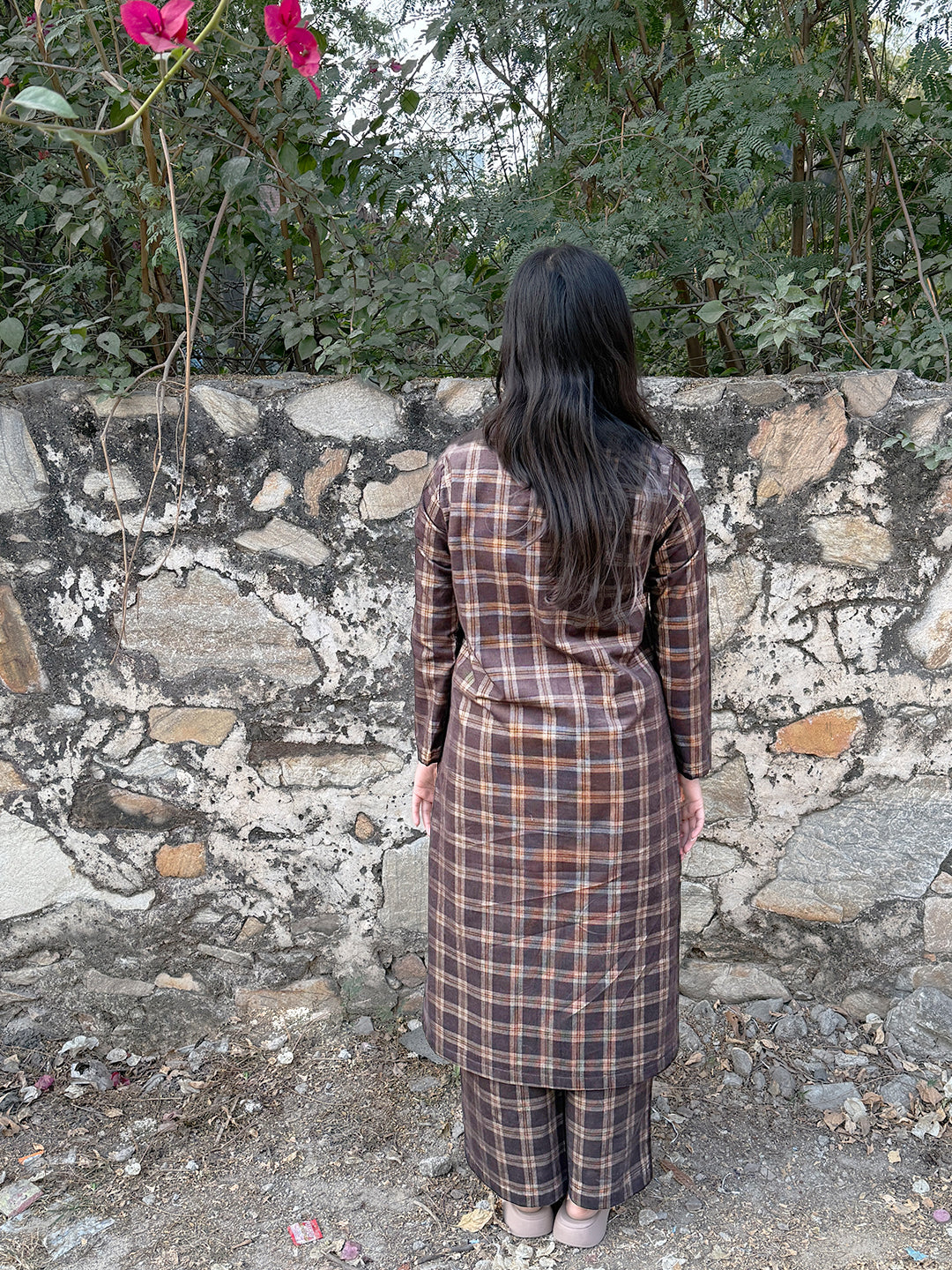 Truffle Brown Corduroy Yarn-dyed Straight-Fit Cotton Kurta Pant Co-ord Set