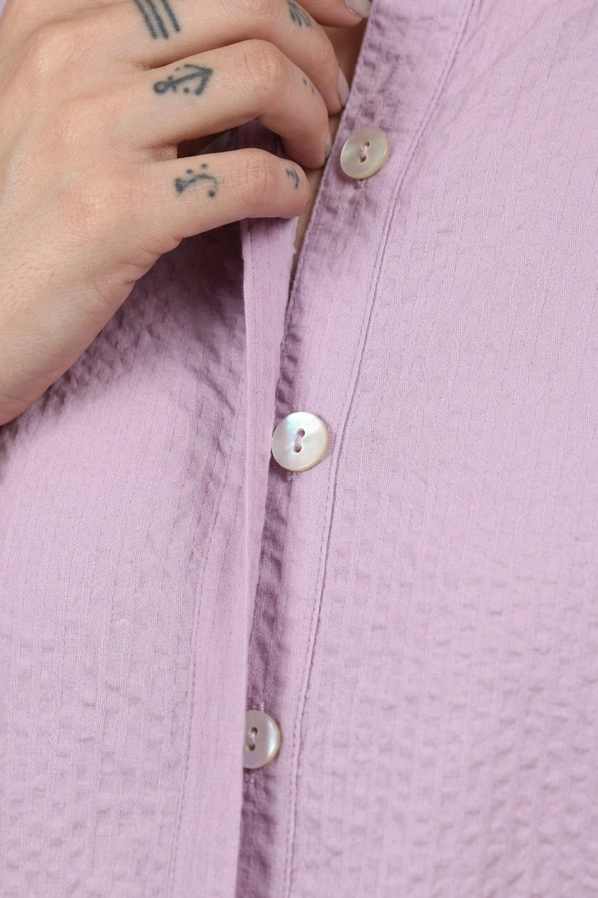 Lavender Seersucker Cotton A-Line Kurta Pant Co-Ord Set