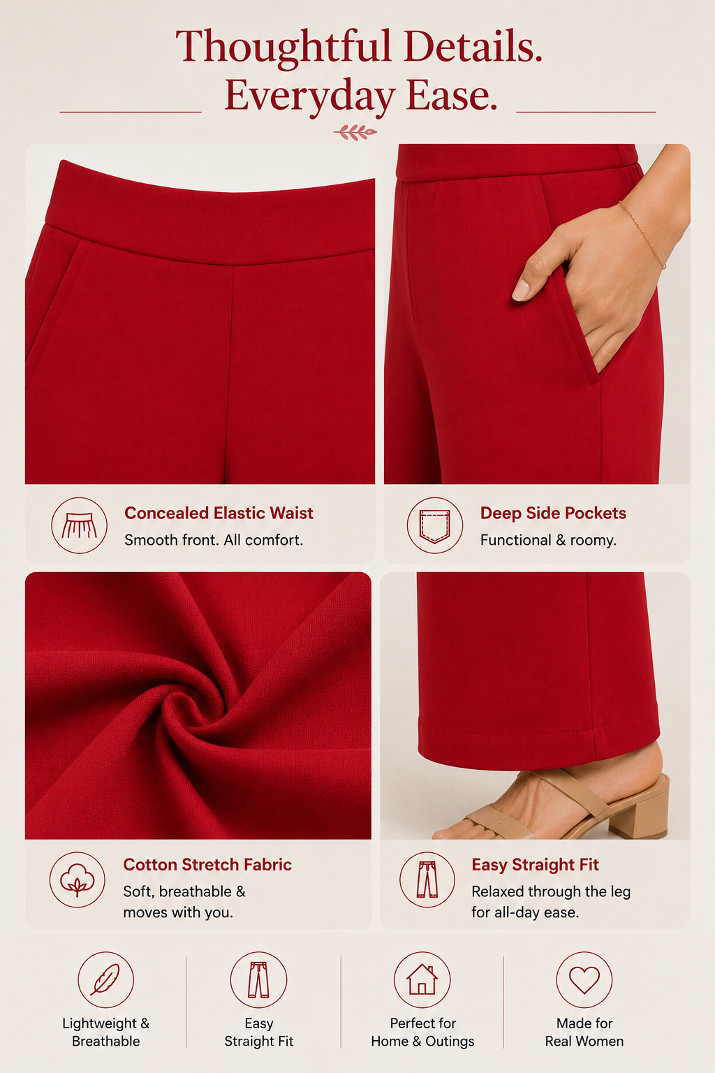 The Easy Pant in Red