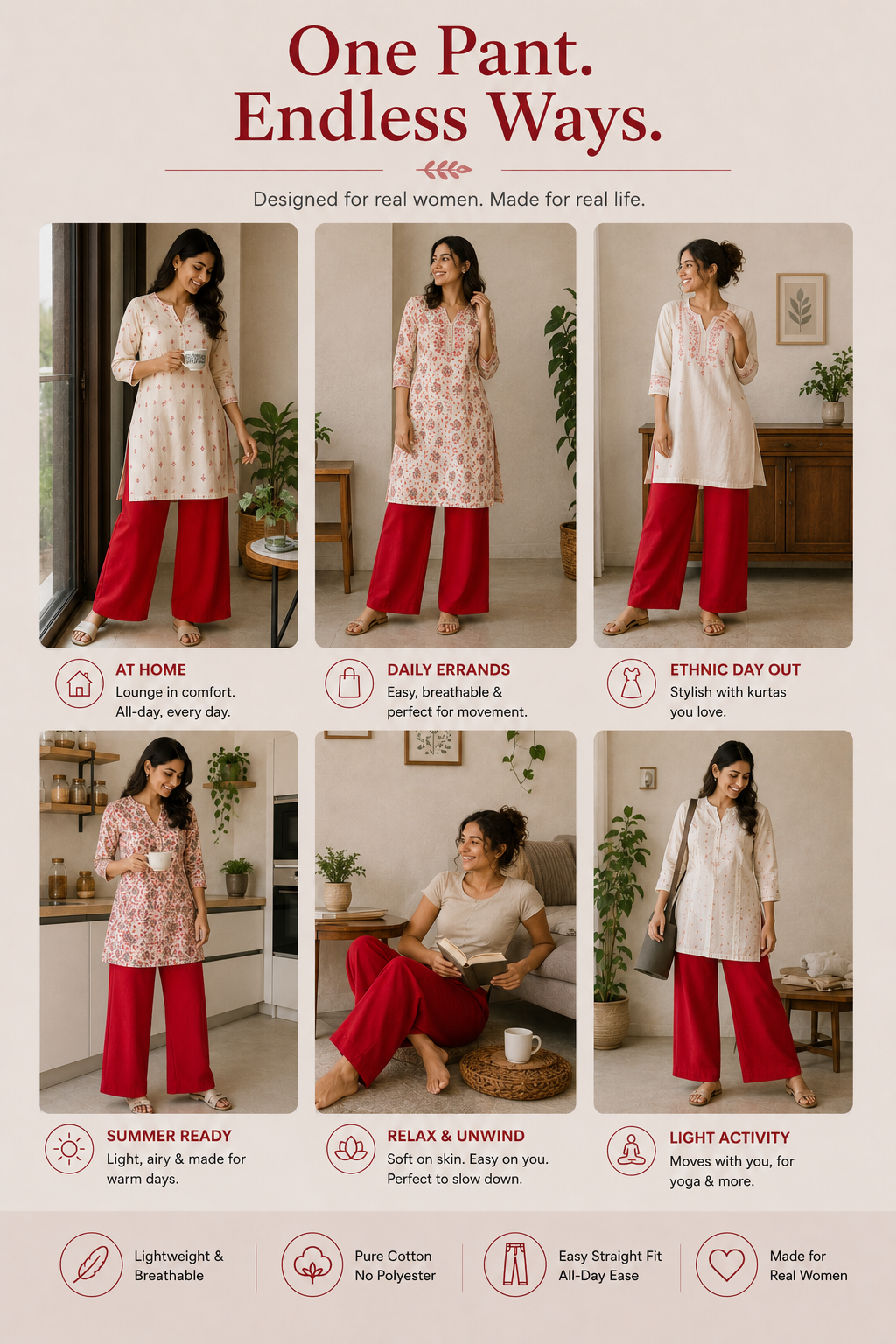 The Easy Pant in Red