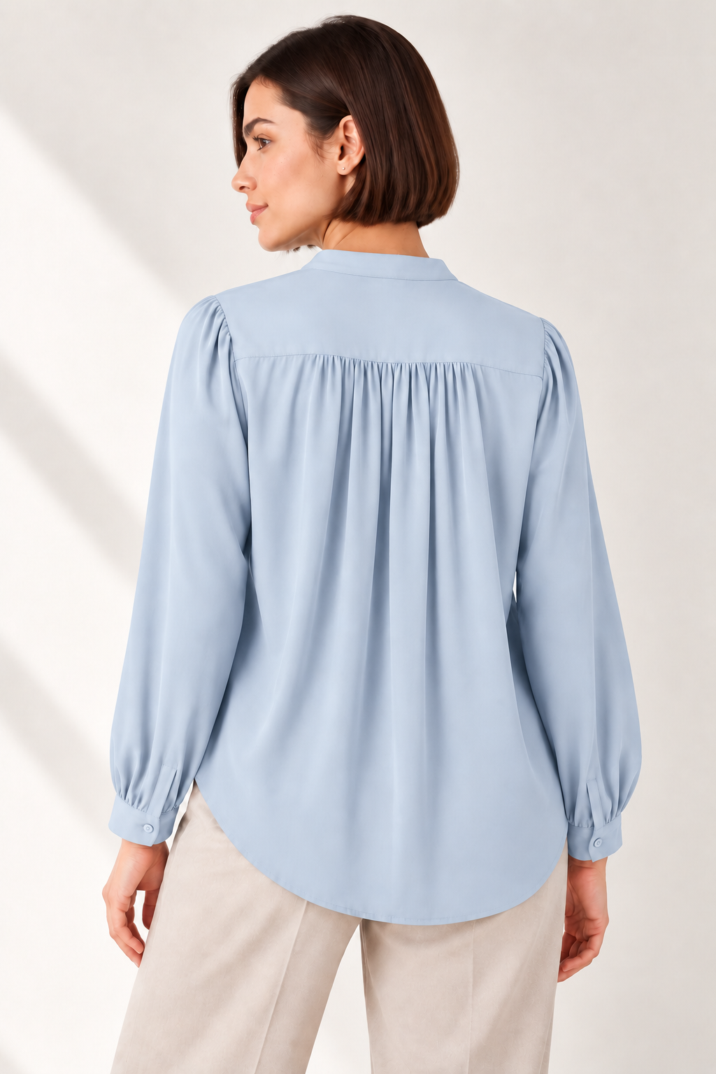 The Gathered Viscose Shirt in Air Blue