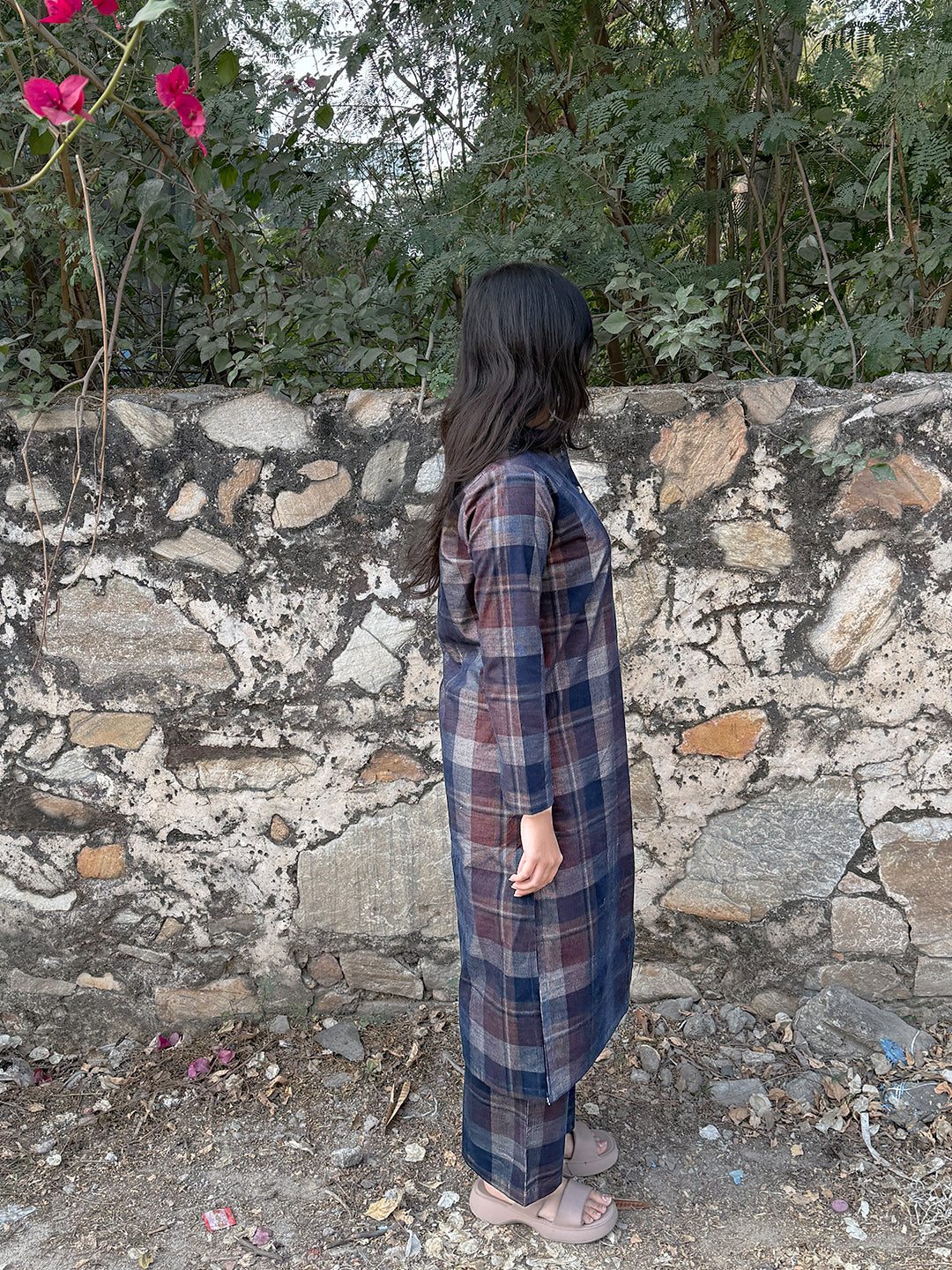 Copper Rose Corduroy Yarn-dyed Straight-Fit Cotton Kurta Pant Co-ord Set