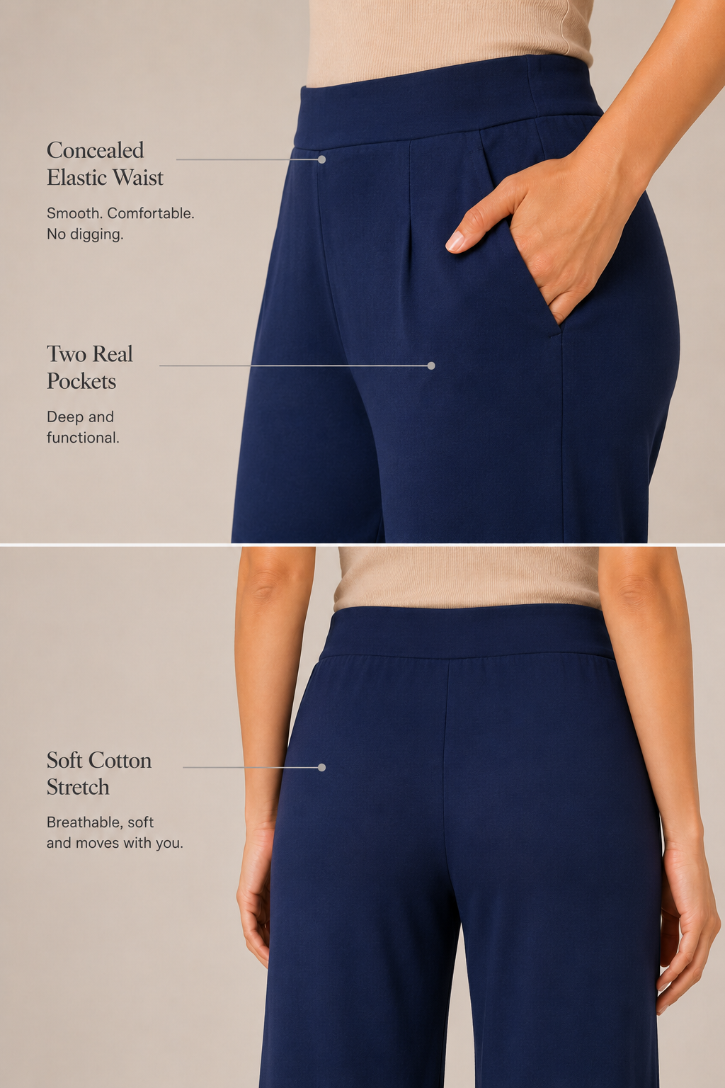 The Easy Pant in Navy Blue