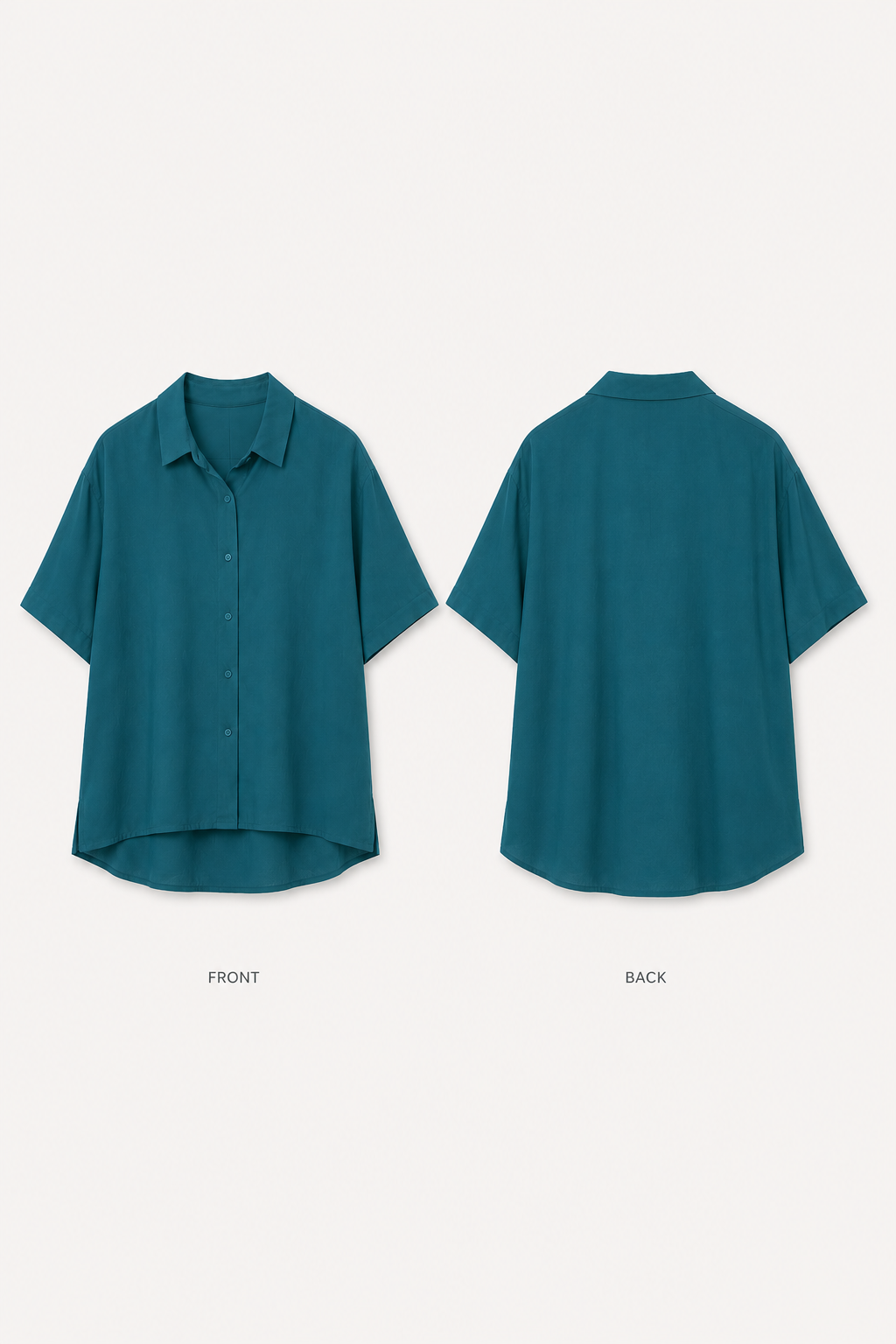 The Boxy Short Sleeve Viscose Shirt in Deep Teal