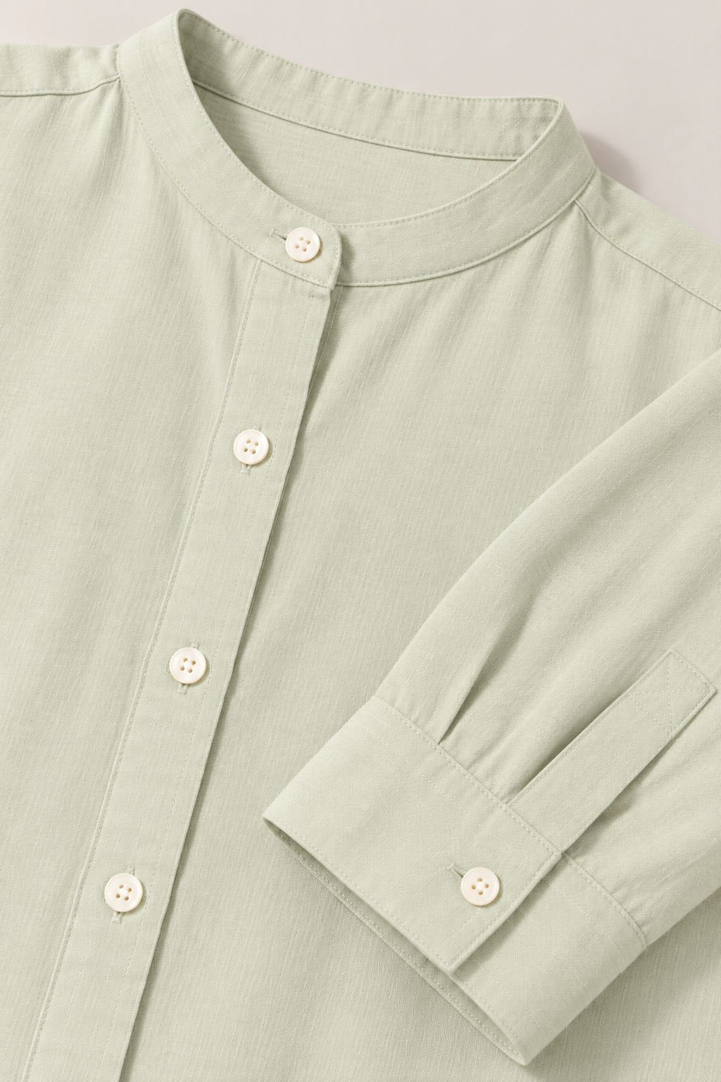 Everyday Band Collar Shirt in Soft Sage