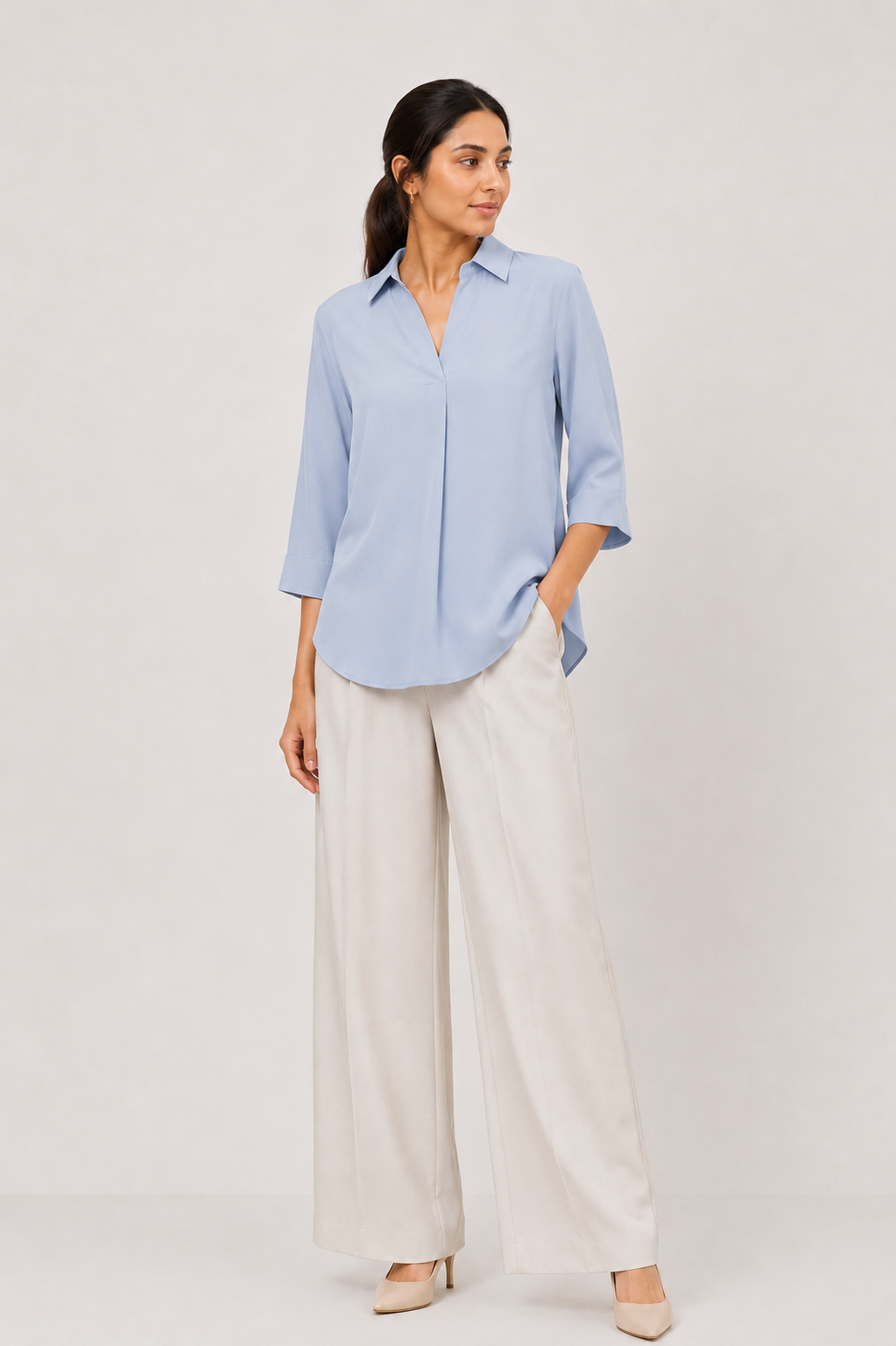 The Skipper Viscose Shirt in Air Blue