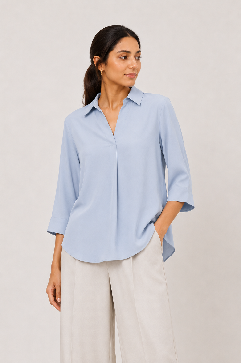 The Skipper Viscose Shirt in Air Blue