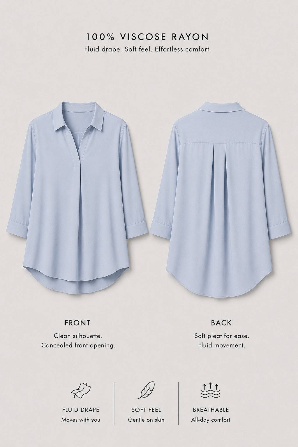 The Skipper Viscose Shirt in Air Blue