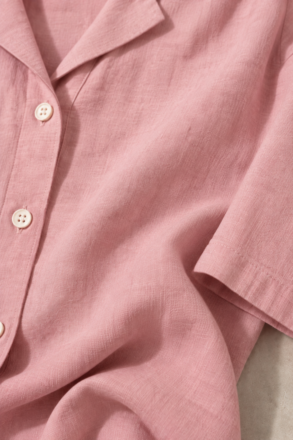Everyday Open Collar Shirt in Dusty Pink