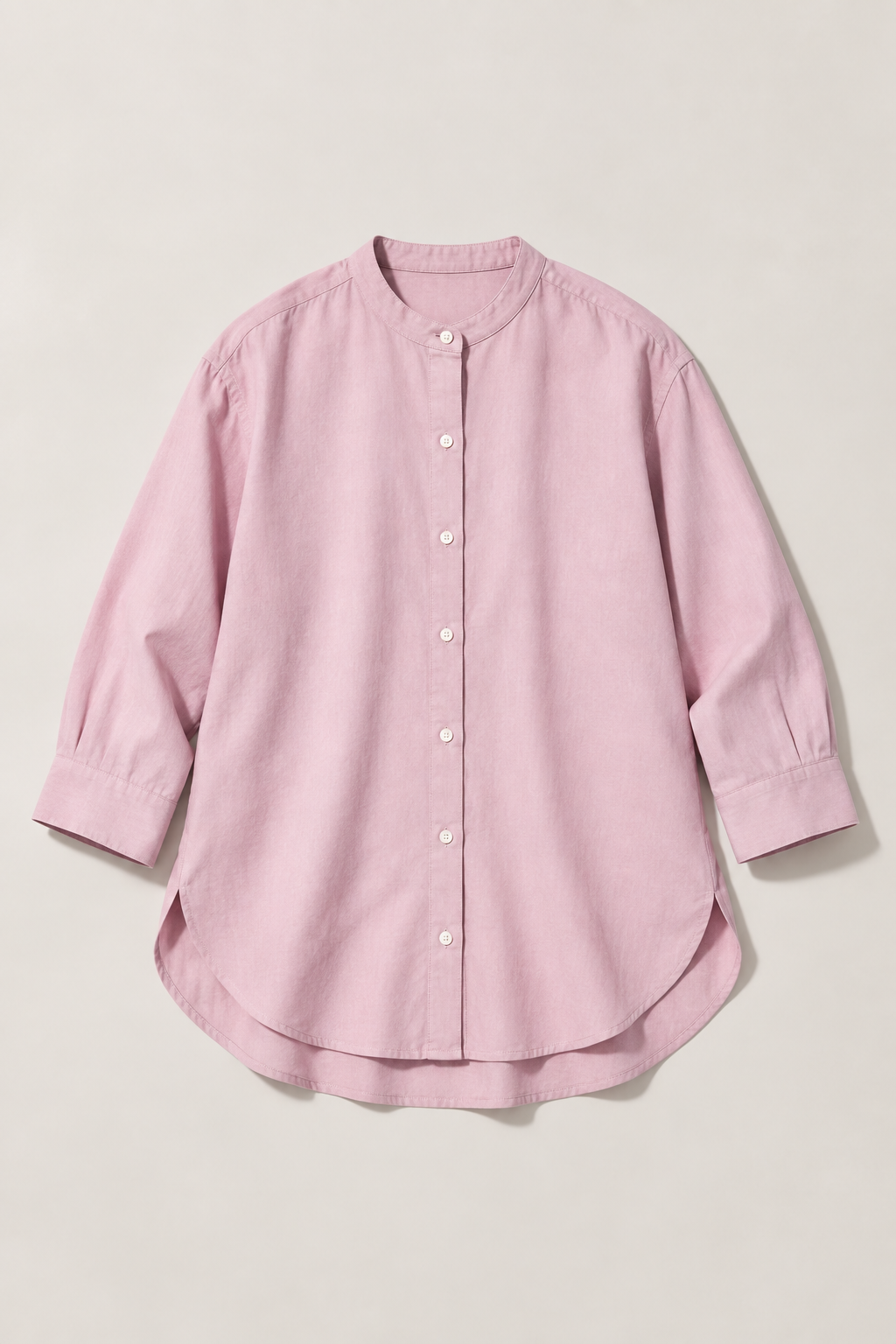 Everyday Band Collar Shirt in Dusty Pink
