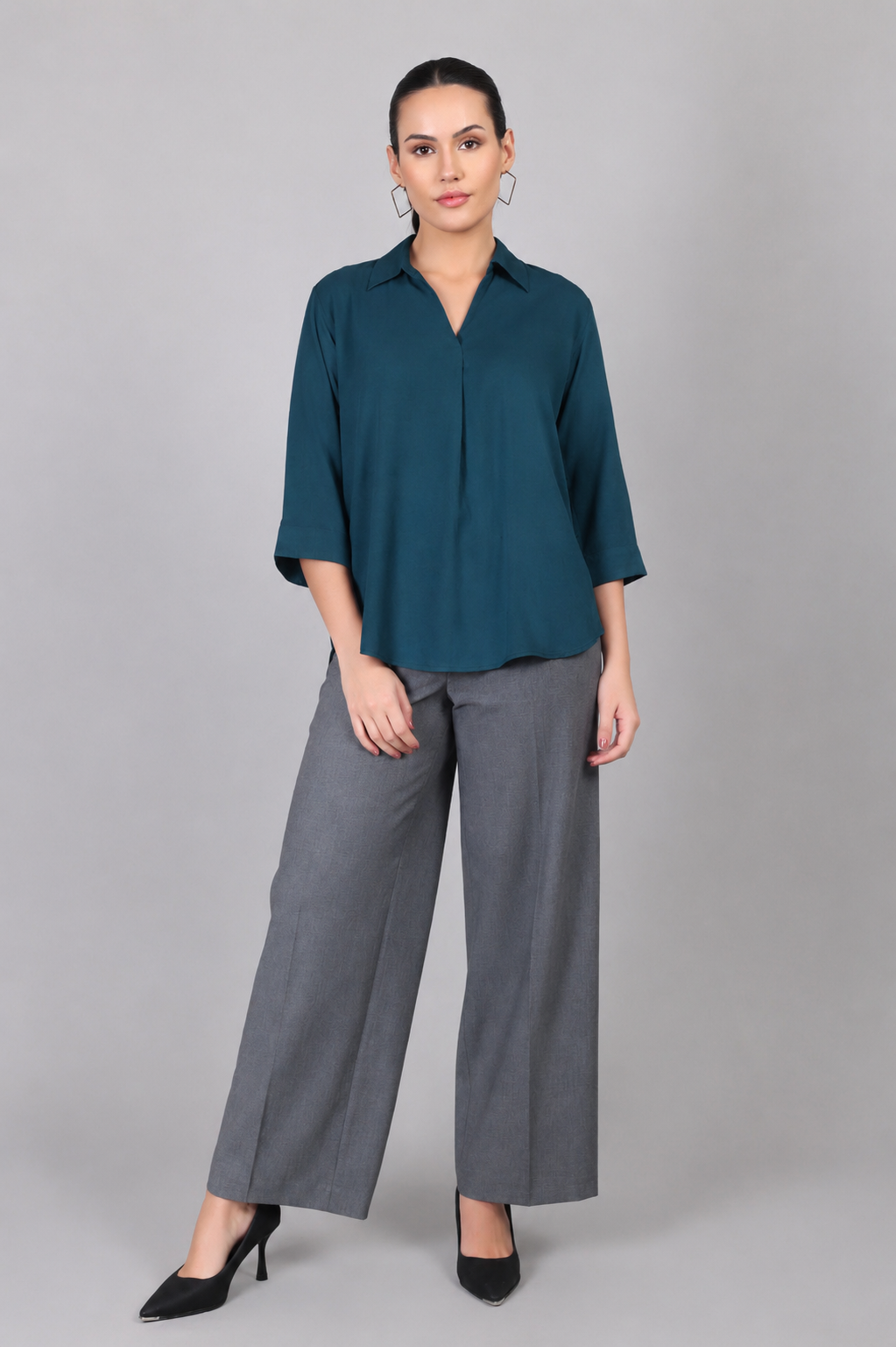 The Skipper Viscose Shirt in Deep Teal