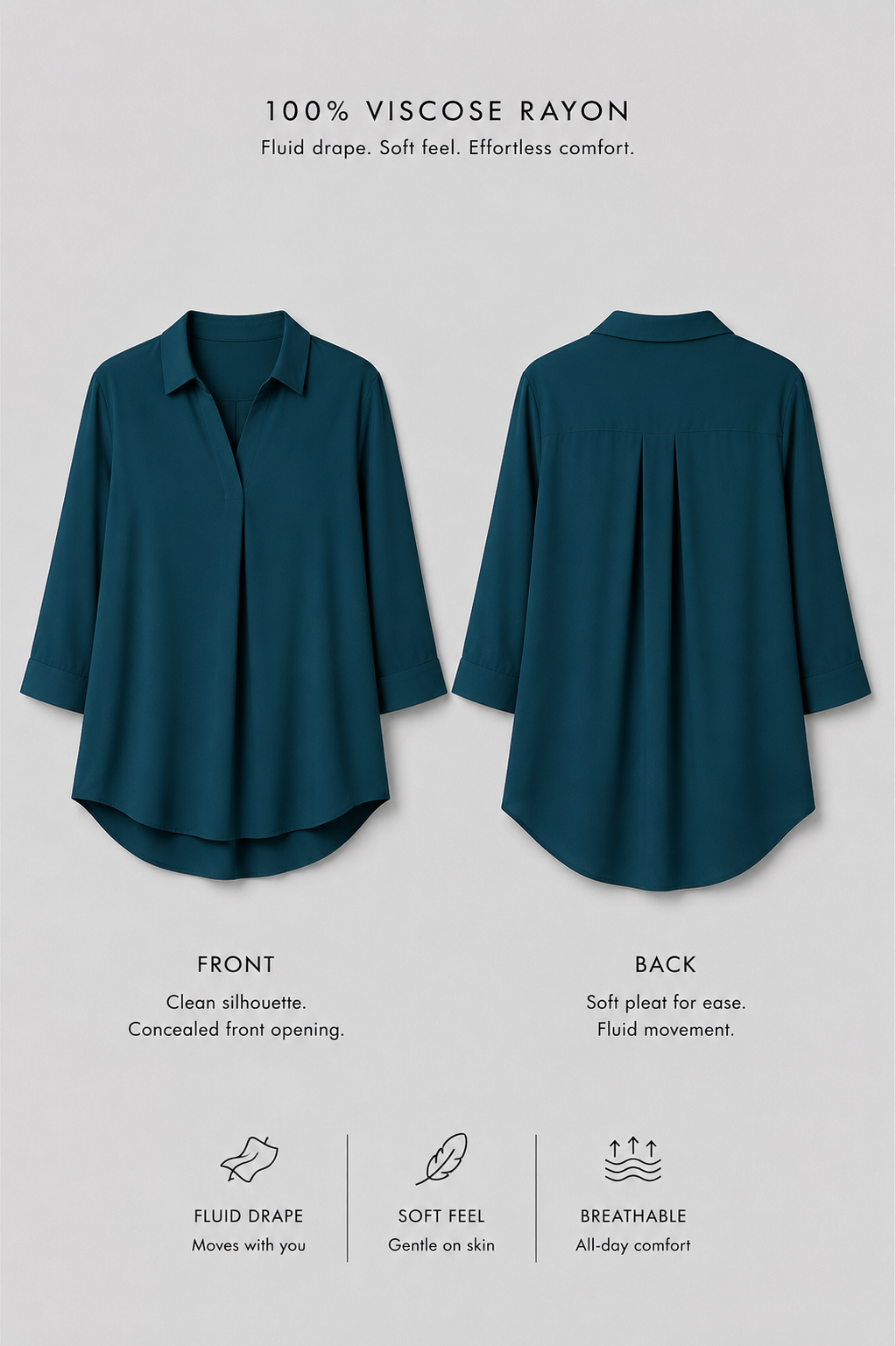 The Skipper Viscose Shirt in Deep Teal