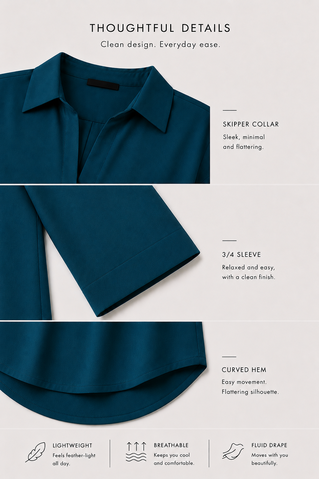 The Skipper Viscose Shirt in Deep Teal