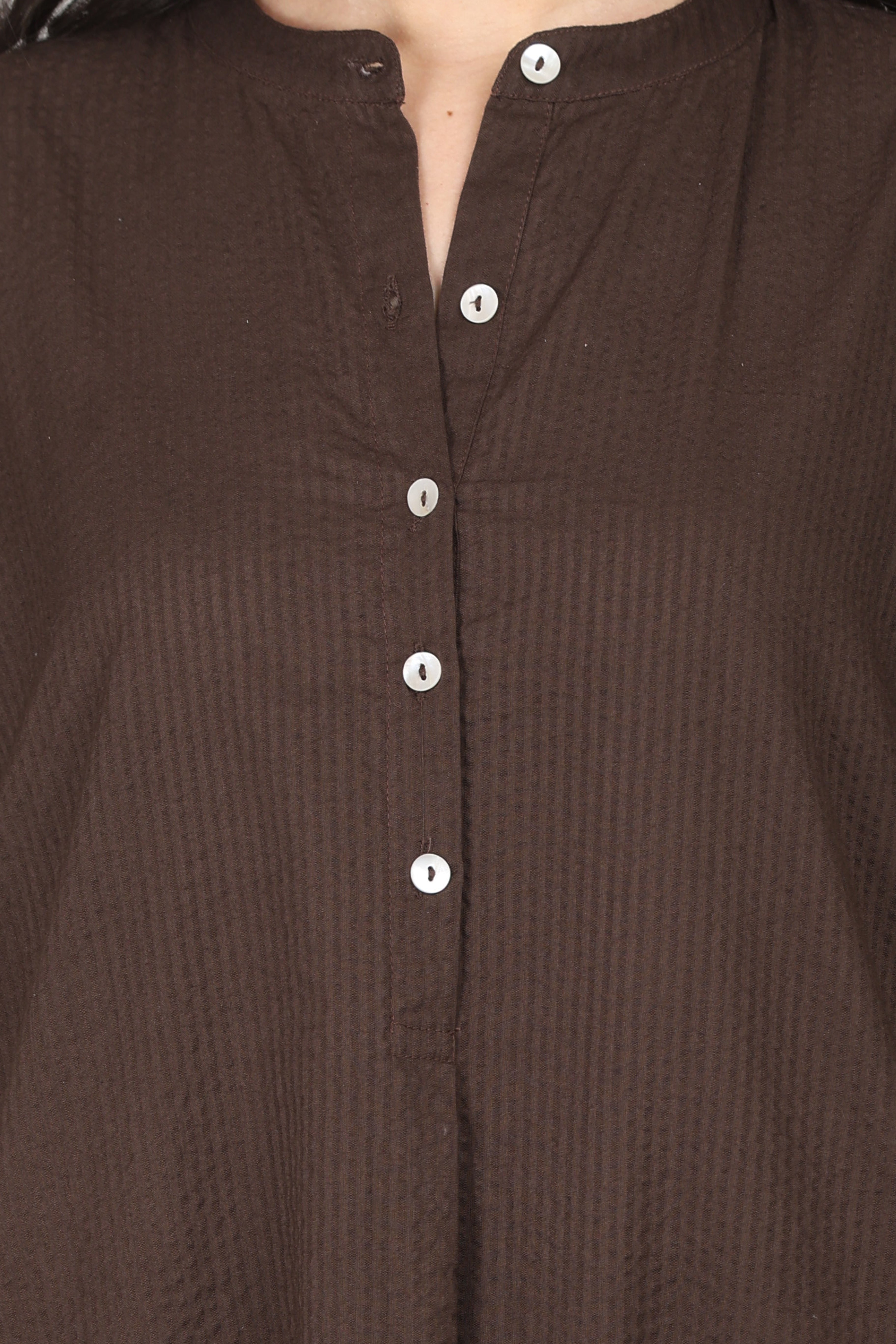 Thick Chocolate Seersucker Cotton A-Line Kurta Pant Co-Ord Set