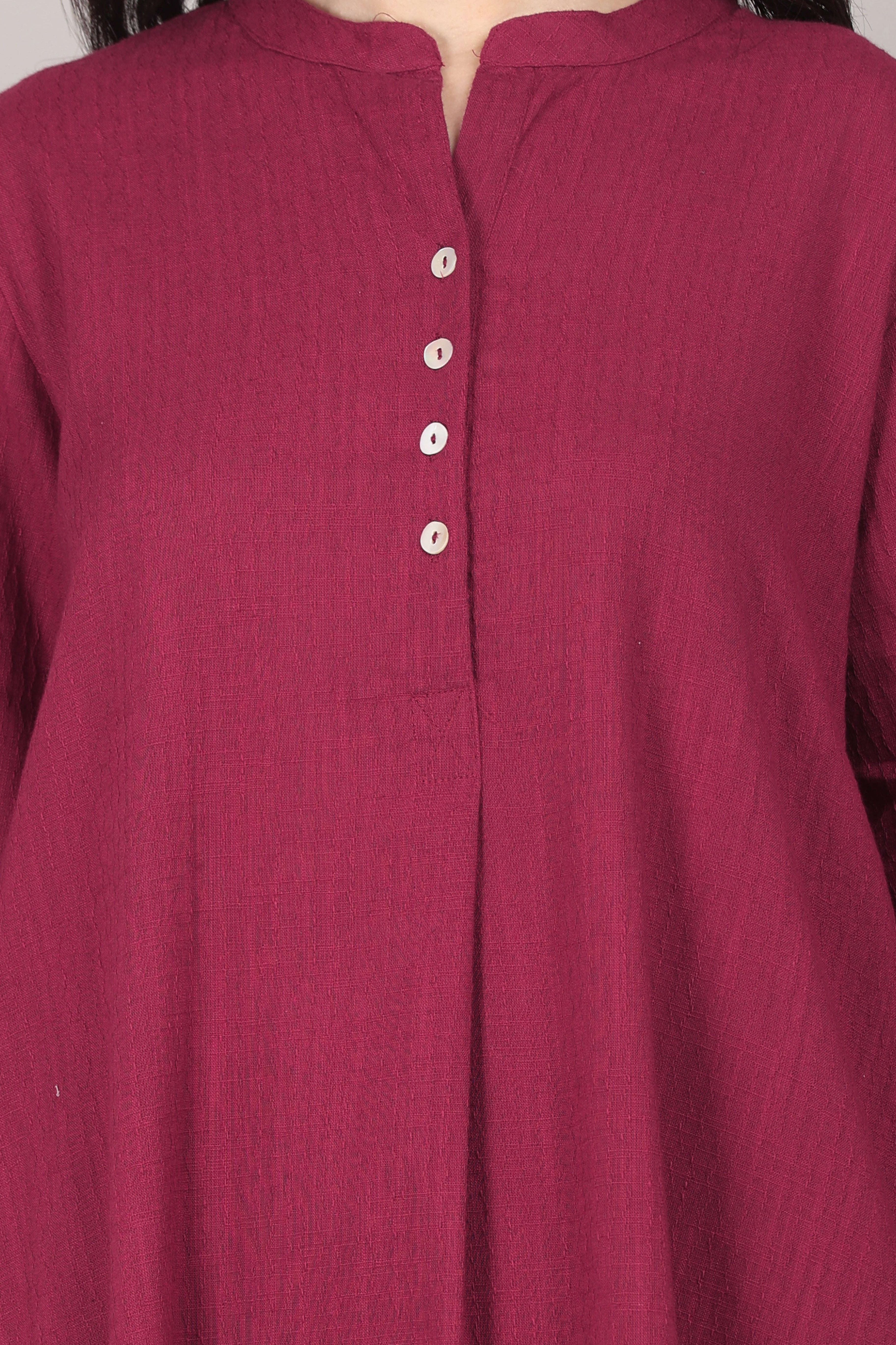 Sangria Dobby Striped Cotton A-Line Kurta Pant Co-Ord Set (Sukoon)