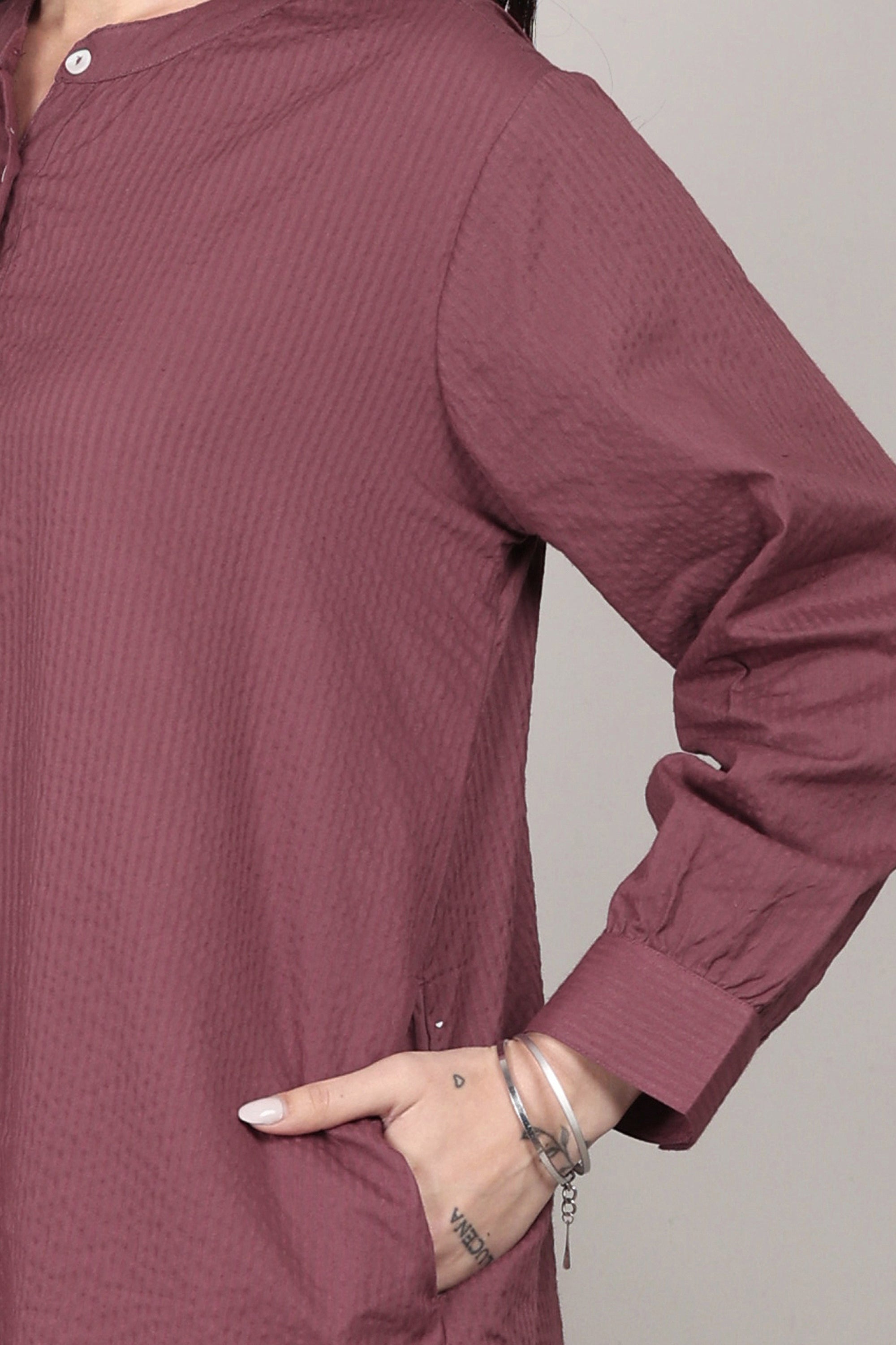 Dry Rose Seersucker Cotton A-Line Kurta Pant Co-Ord Set
