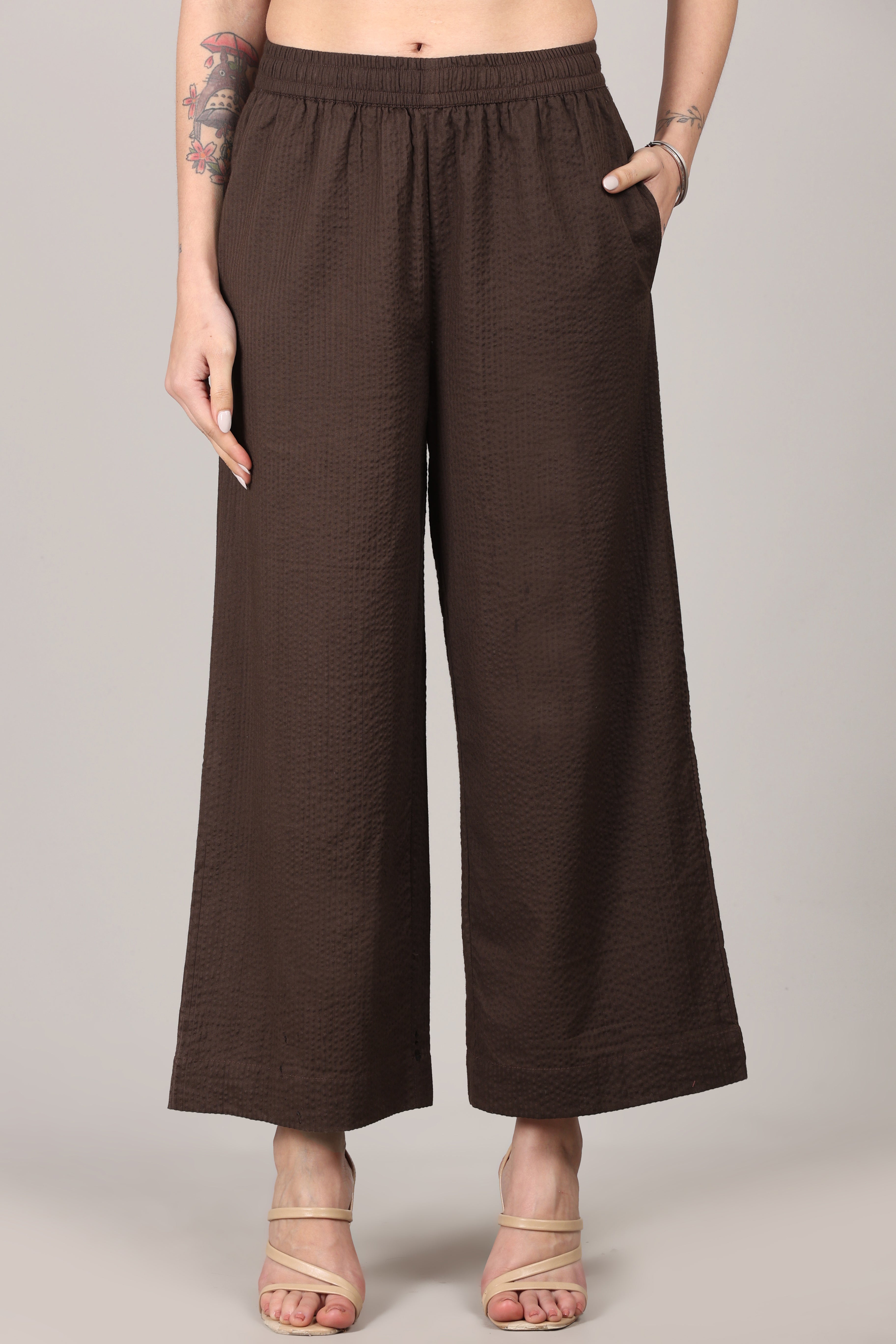 Thick Chocolate Seersucker Cotton A-Line Kurta Pant Co-Ord Set