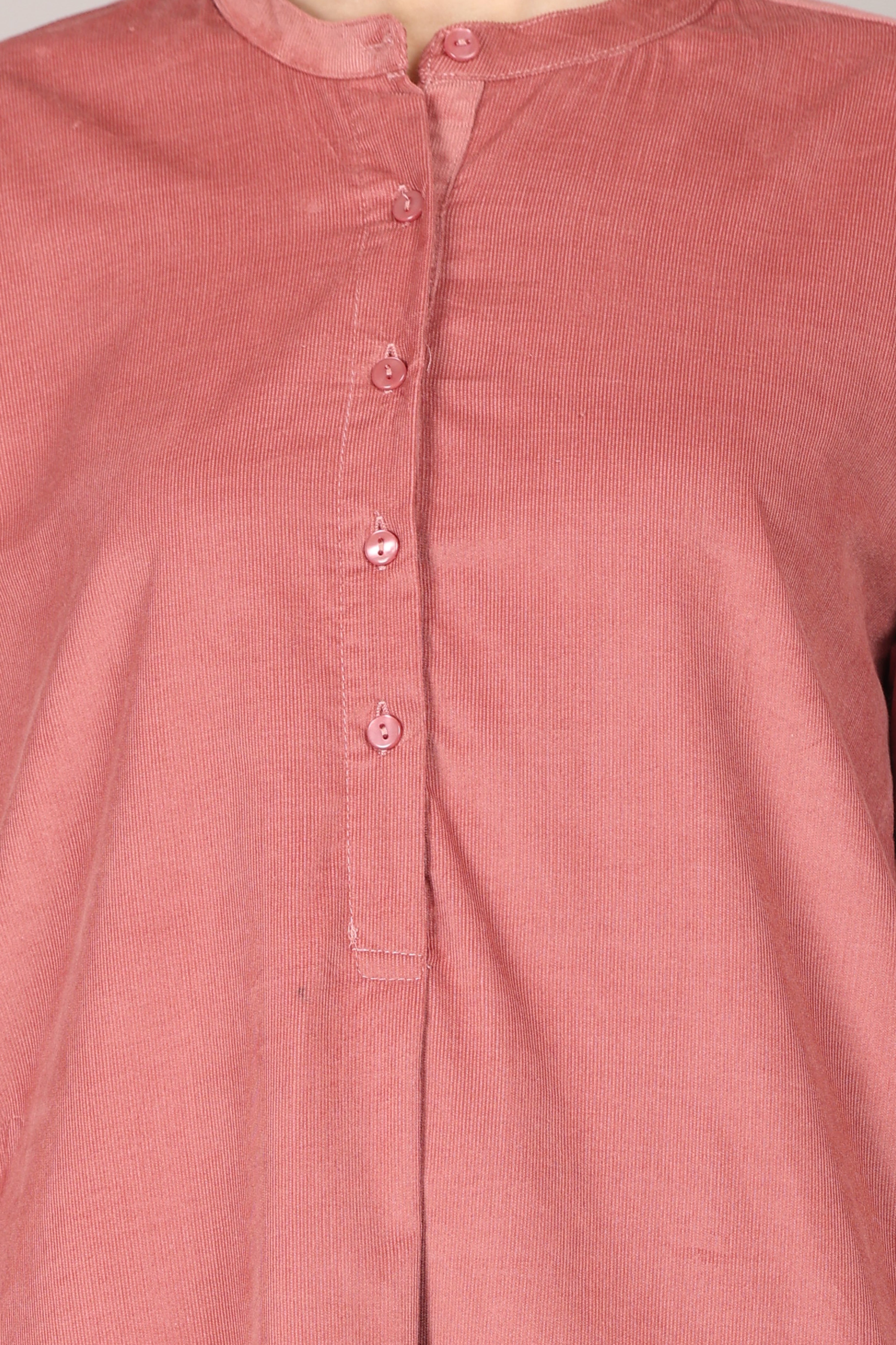Canyon Rose Corduroy Solid Cotton A-Line Kurta Pant Co-Ord Set