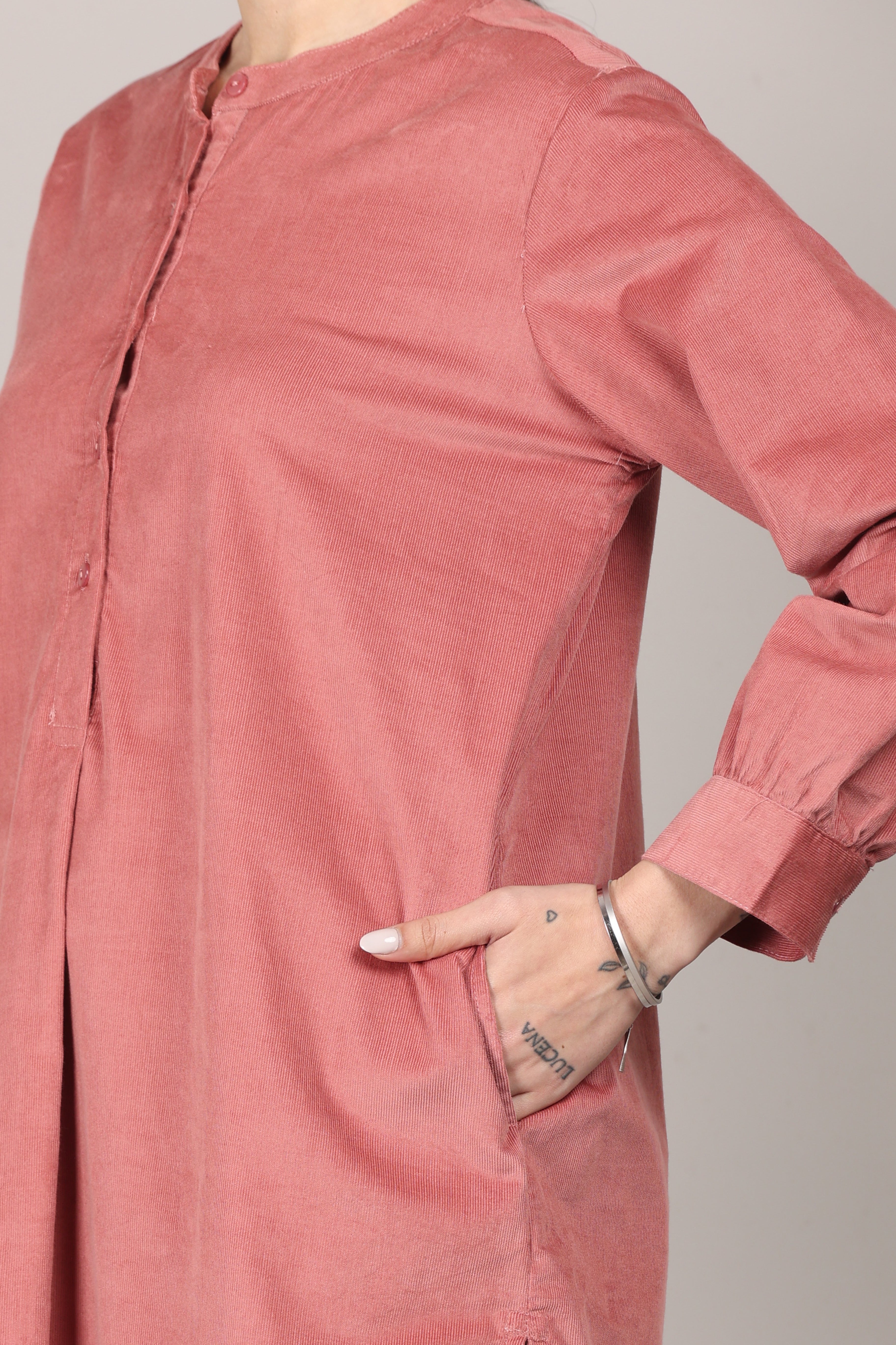 Canyon Rose Corduroy Solid Cotton A-Line Kurta Pant Co-Ord Set