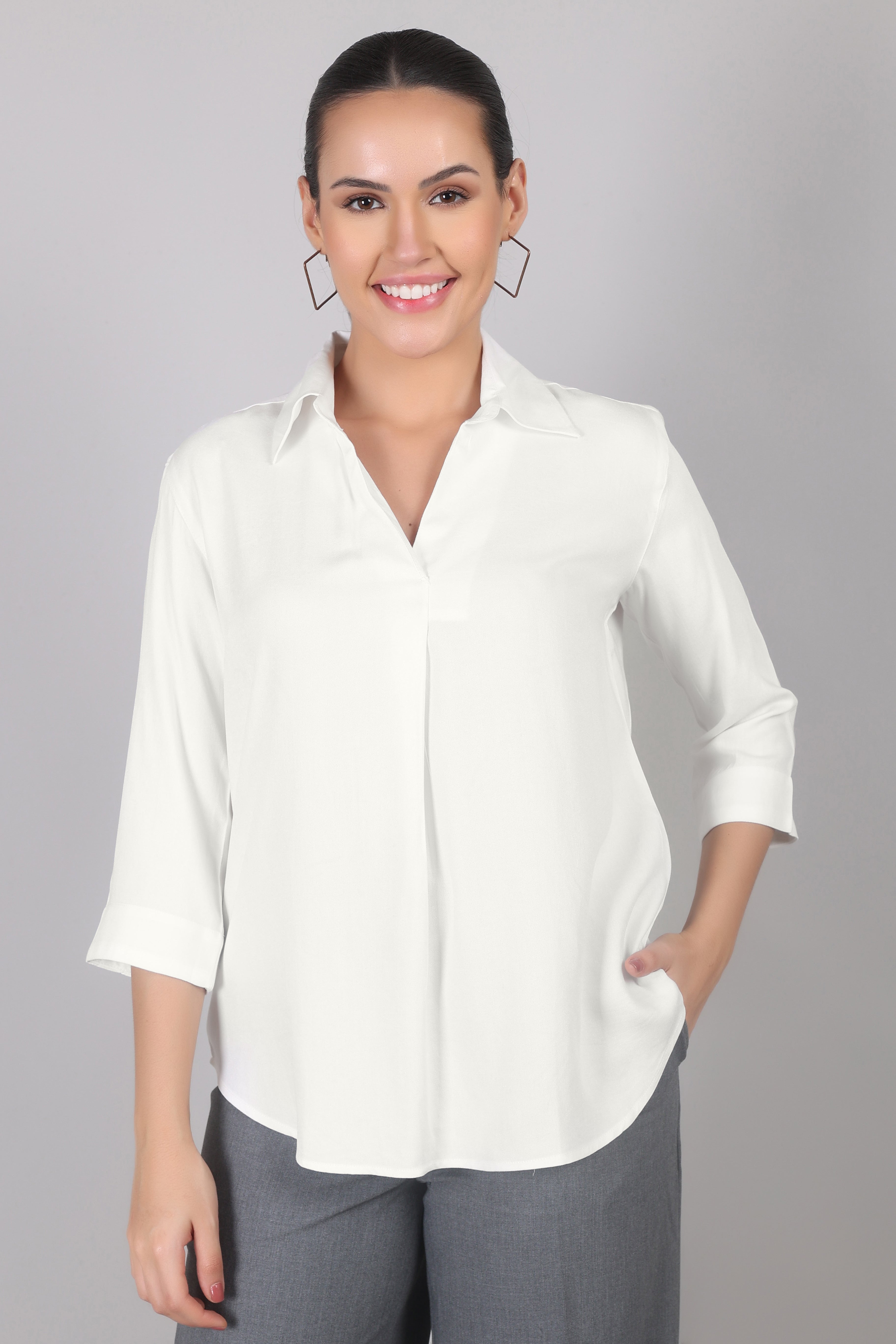 The Skipper Viscose Shirt in Cloud White