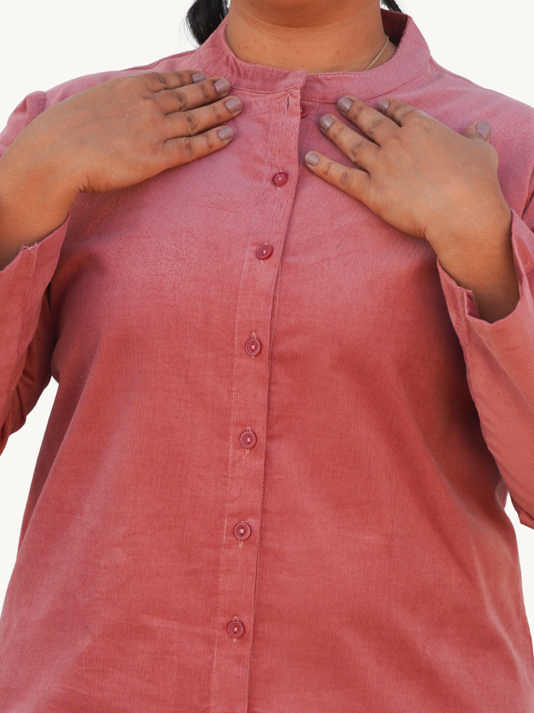 Sea Pink Corduroy Solid Straight-Fit Cotton Kurta Pant Co-ord Set