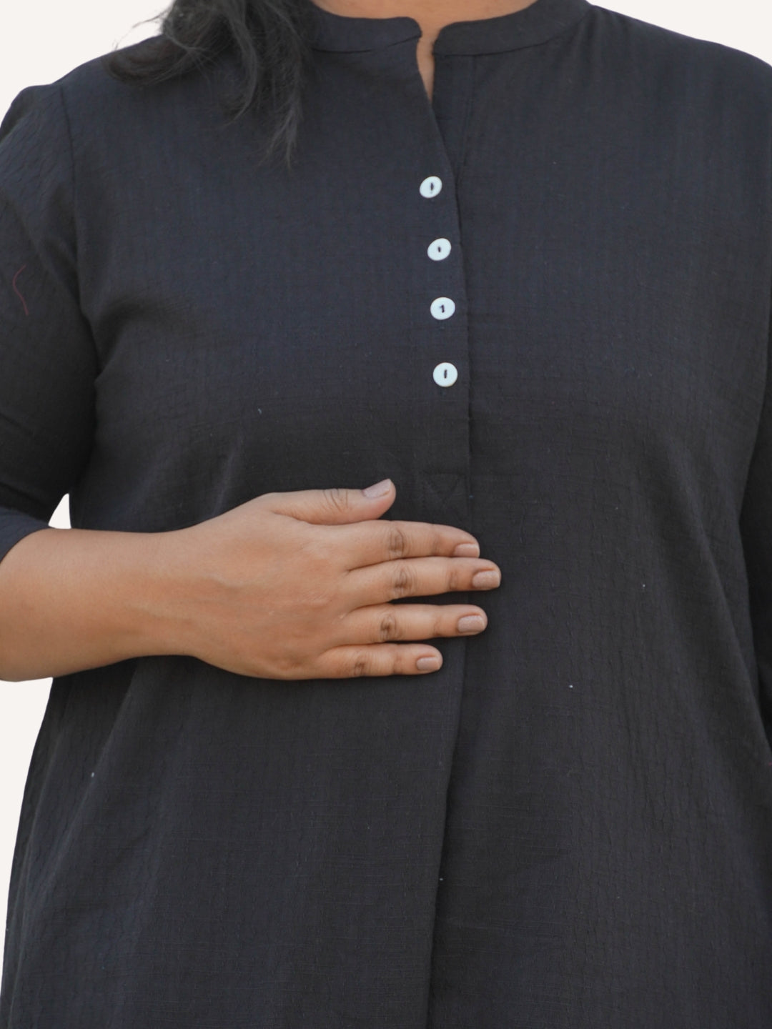 Black Dobby Striped Cotton A-Line Kurta Pant Co-Ord Set (Sukoon)