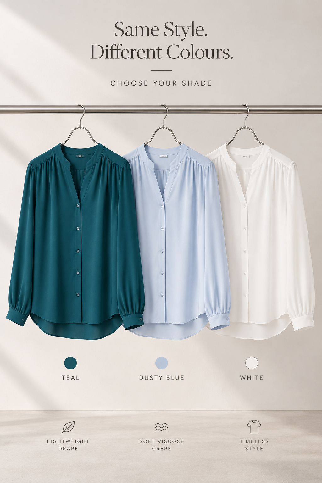 The Gathered Viscose Shirt in Deep Teal