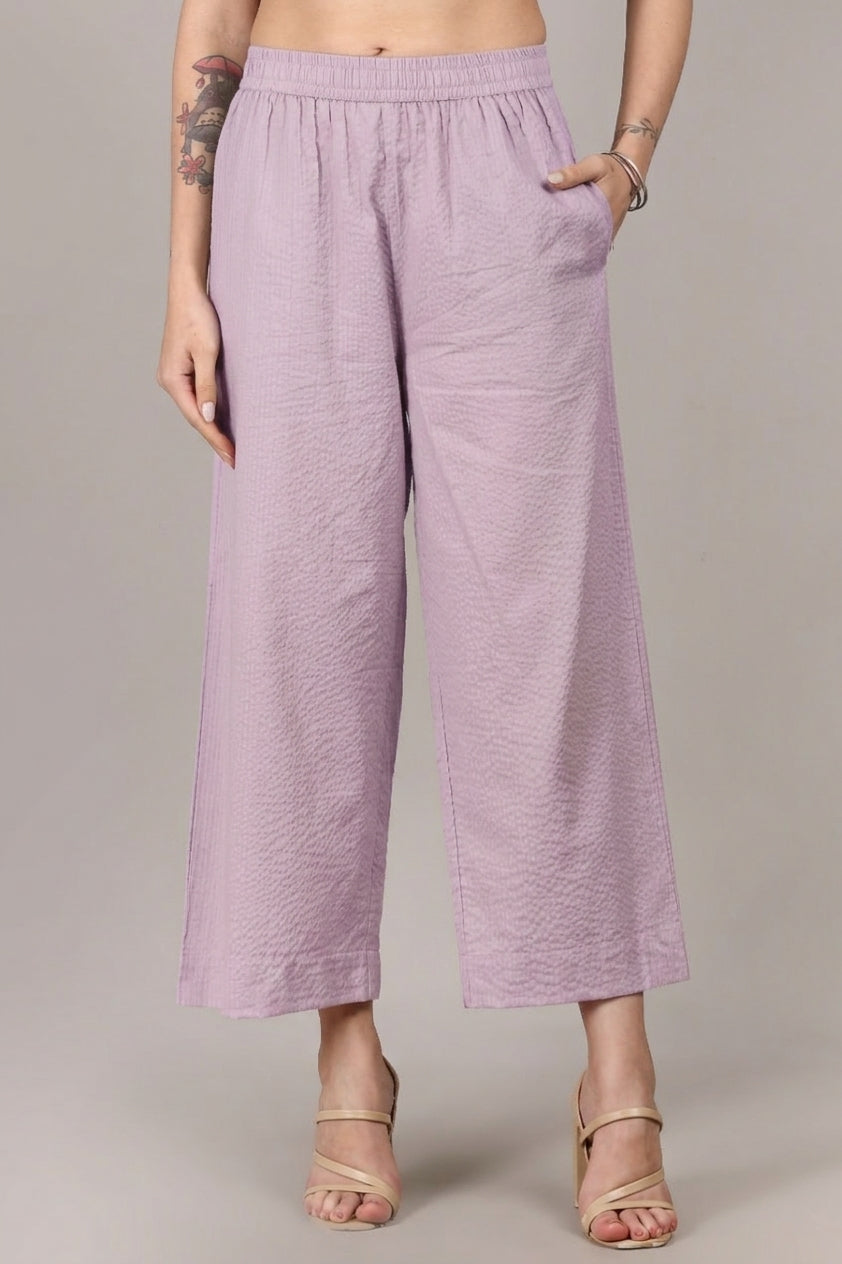 Lavender Seersucker Cotton A-Line Kurta Pant Co-Ord Set