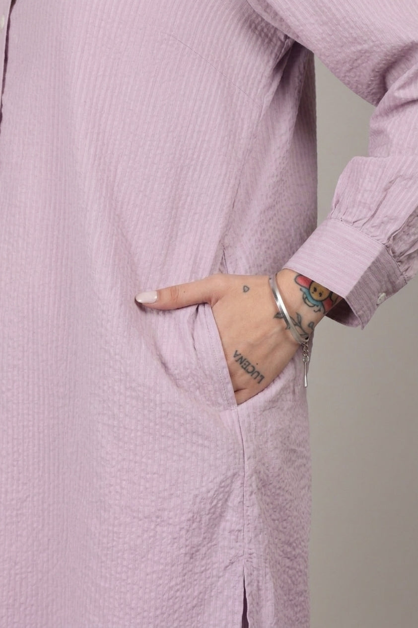 Lavender Seersucker Cotton A-Line Kurta Pant Co-Ord Set