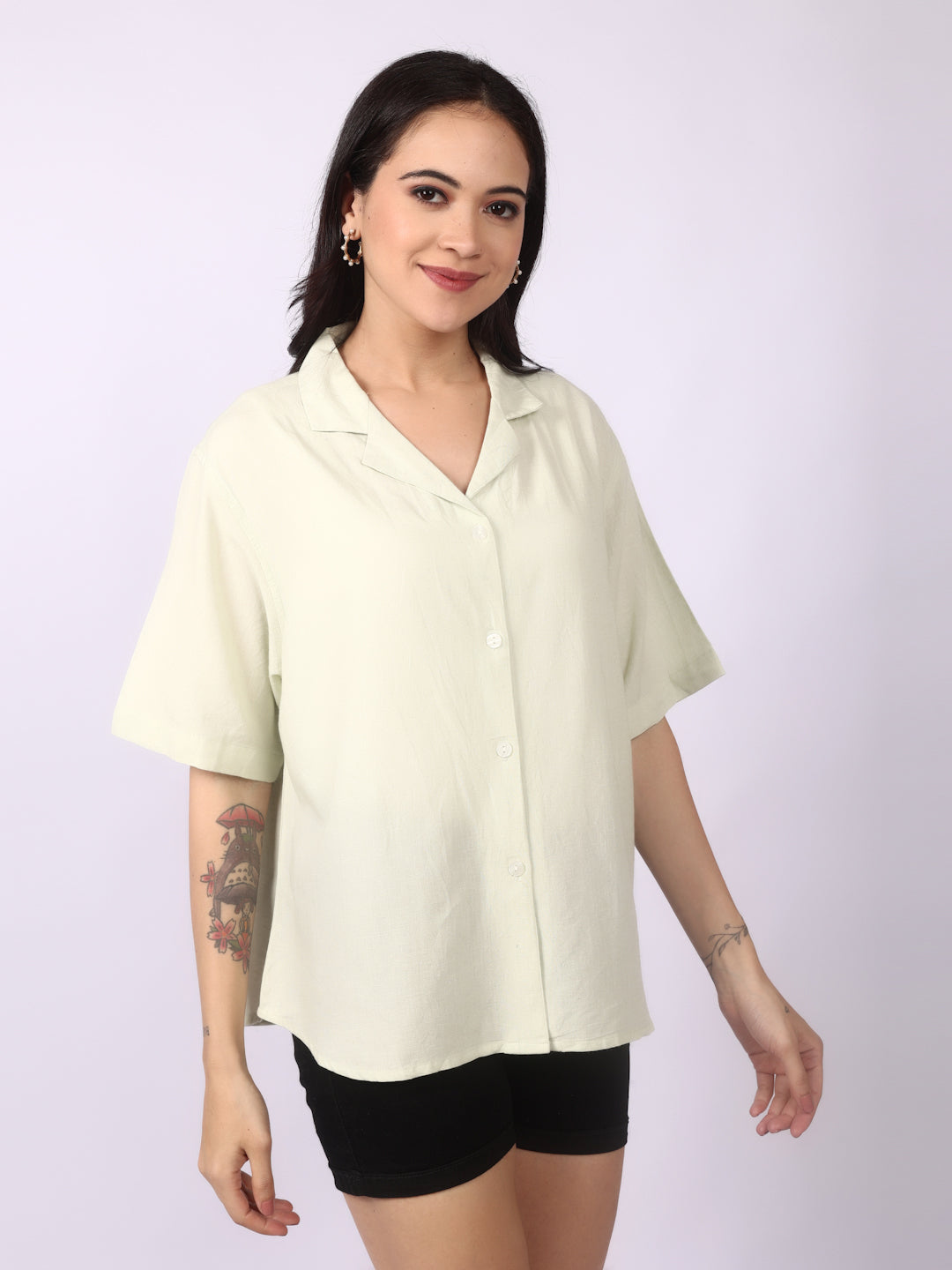 Papyrus Linen Blend Open Collar Shirt Short Sleeve