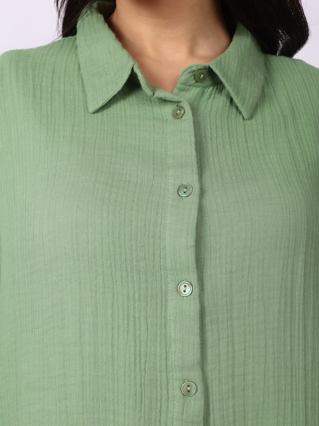 Laurel Green Crinkled Oversized Shirt