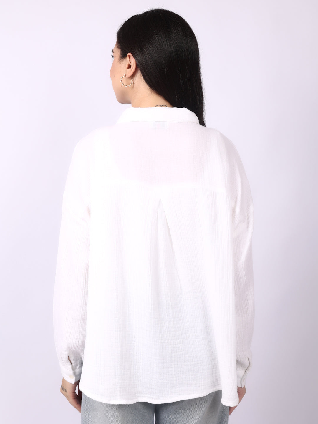 White Crinkled Oversize Shirt