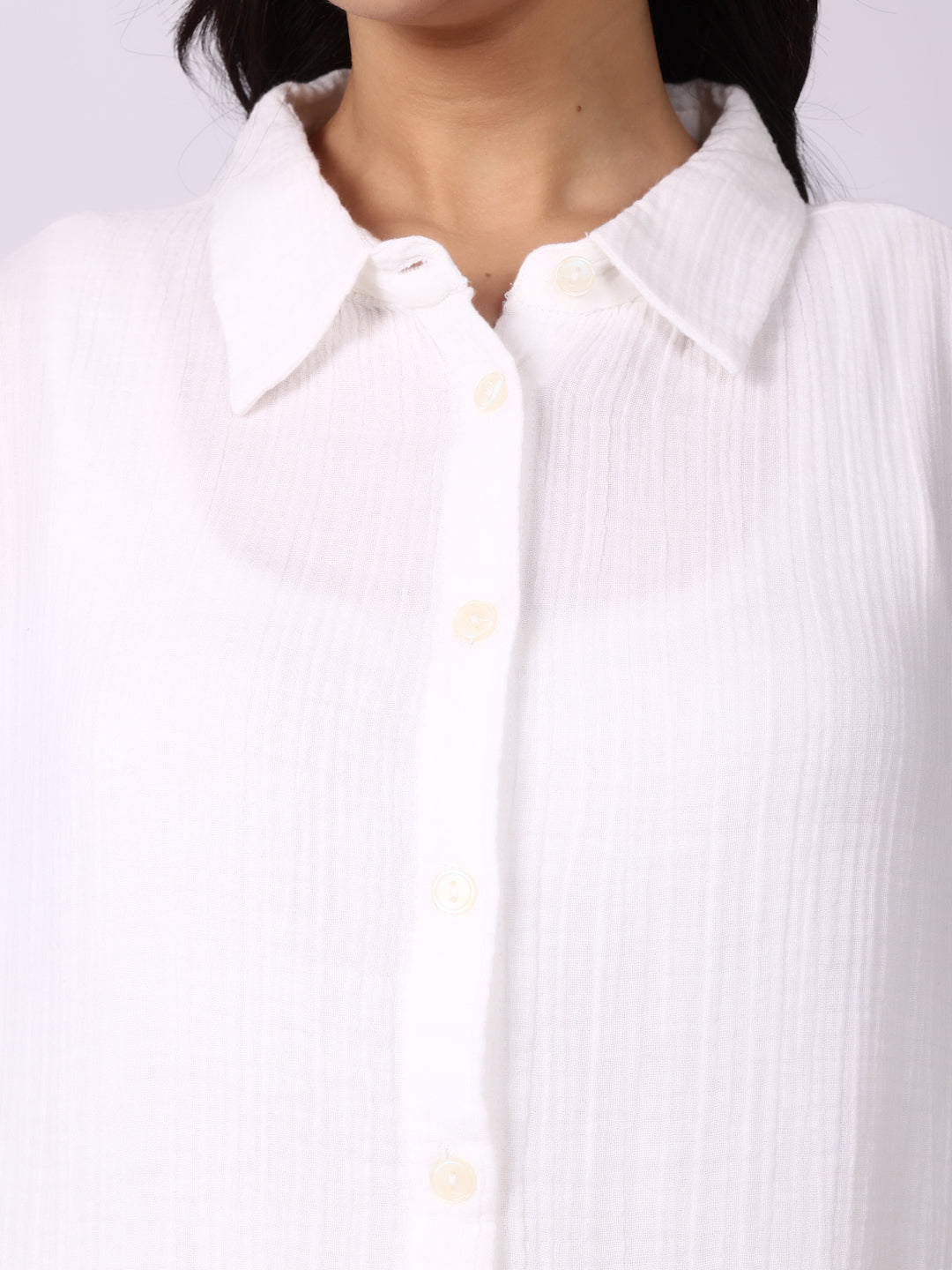 White Crinkled Oversize Shirt