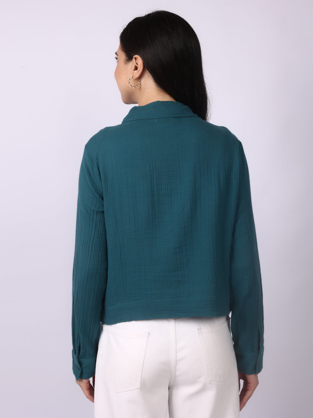 Caribbean Crinkled Cropped Shirt