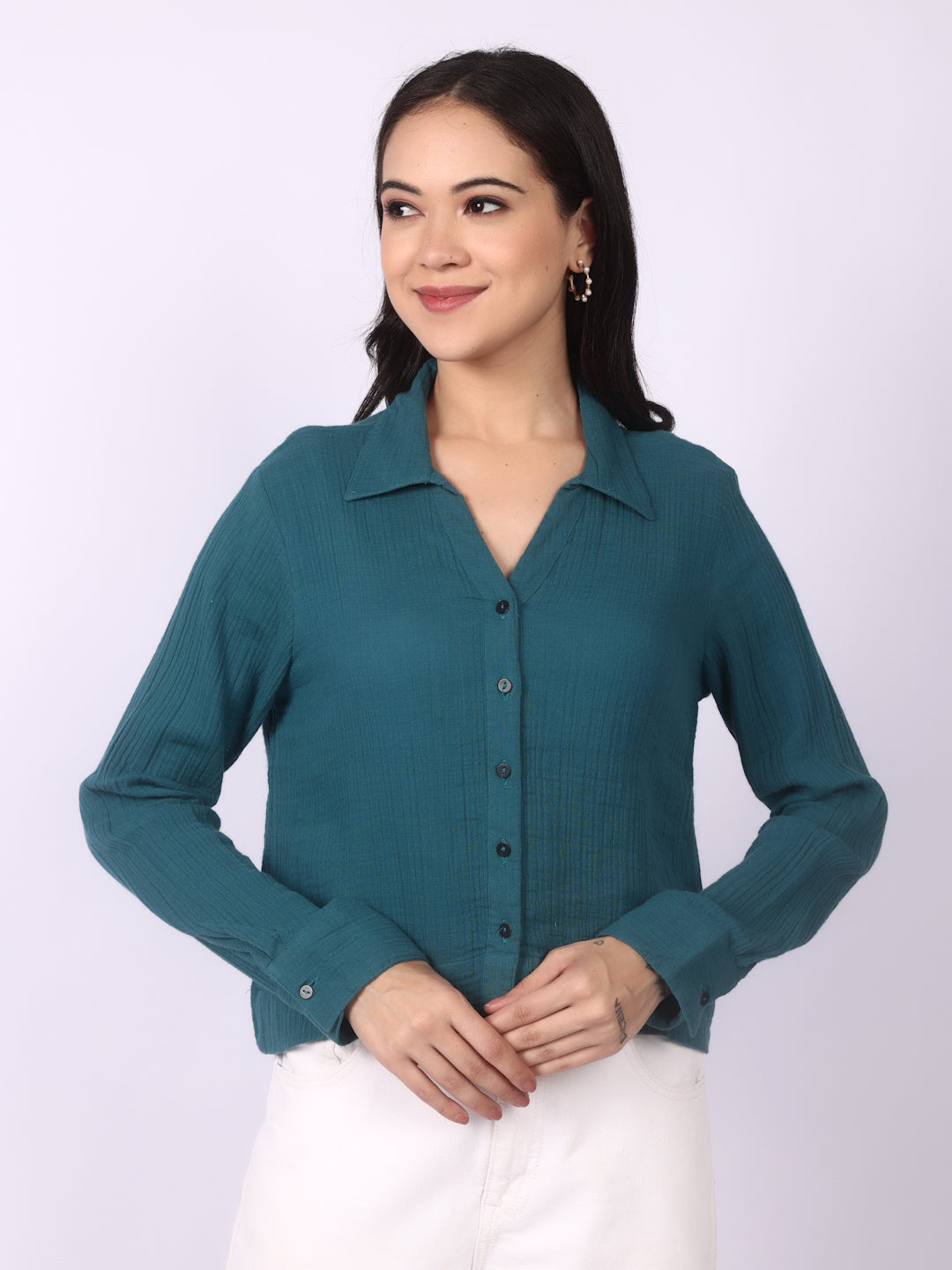 Caribbean Crinkled Cropped Shirt