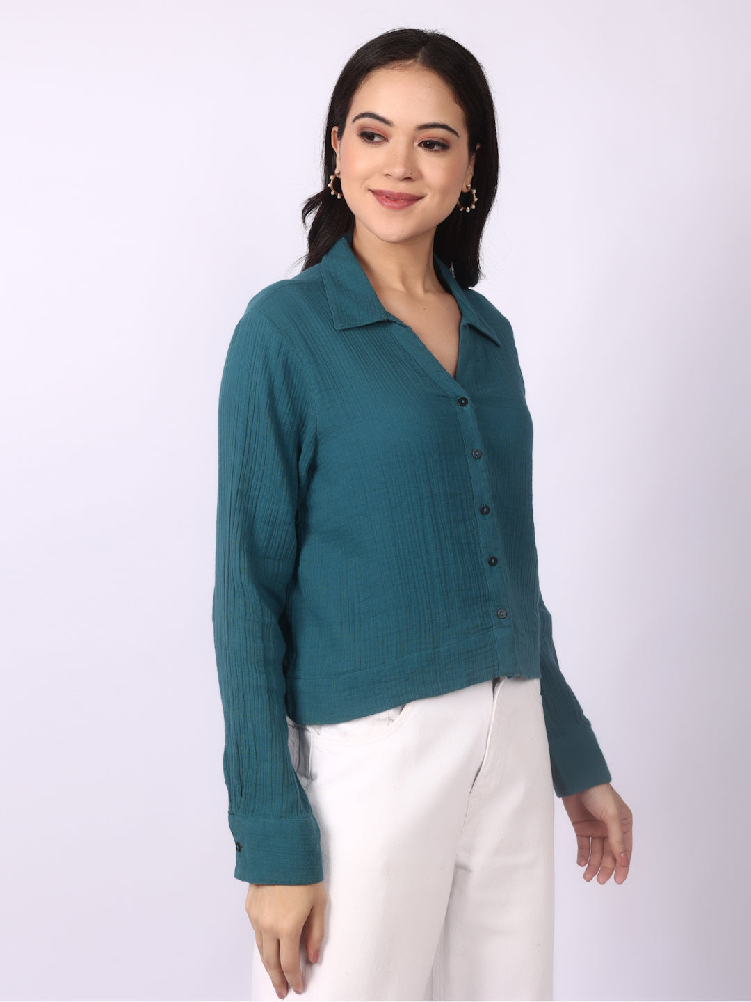Caribbean Crinkled Cropped Shirt