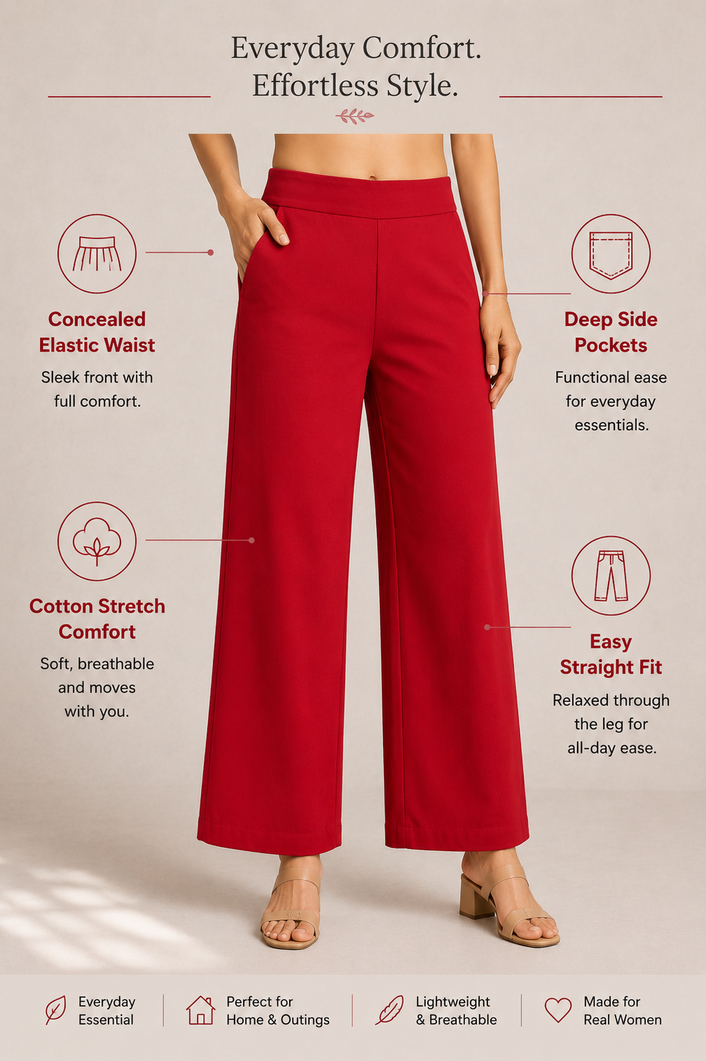 The Easy Pant in Red