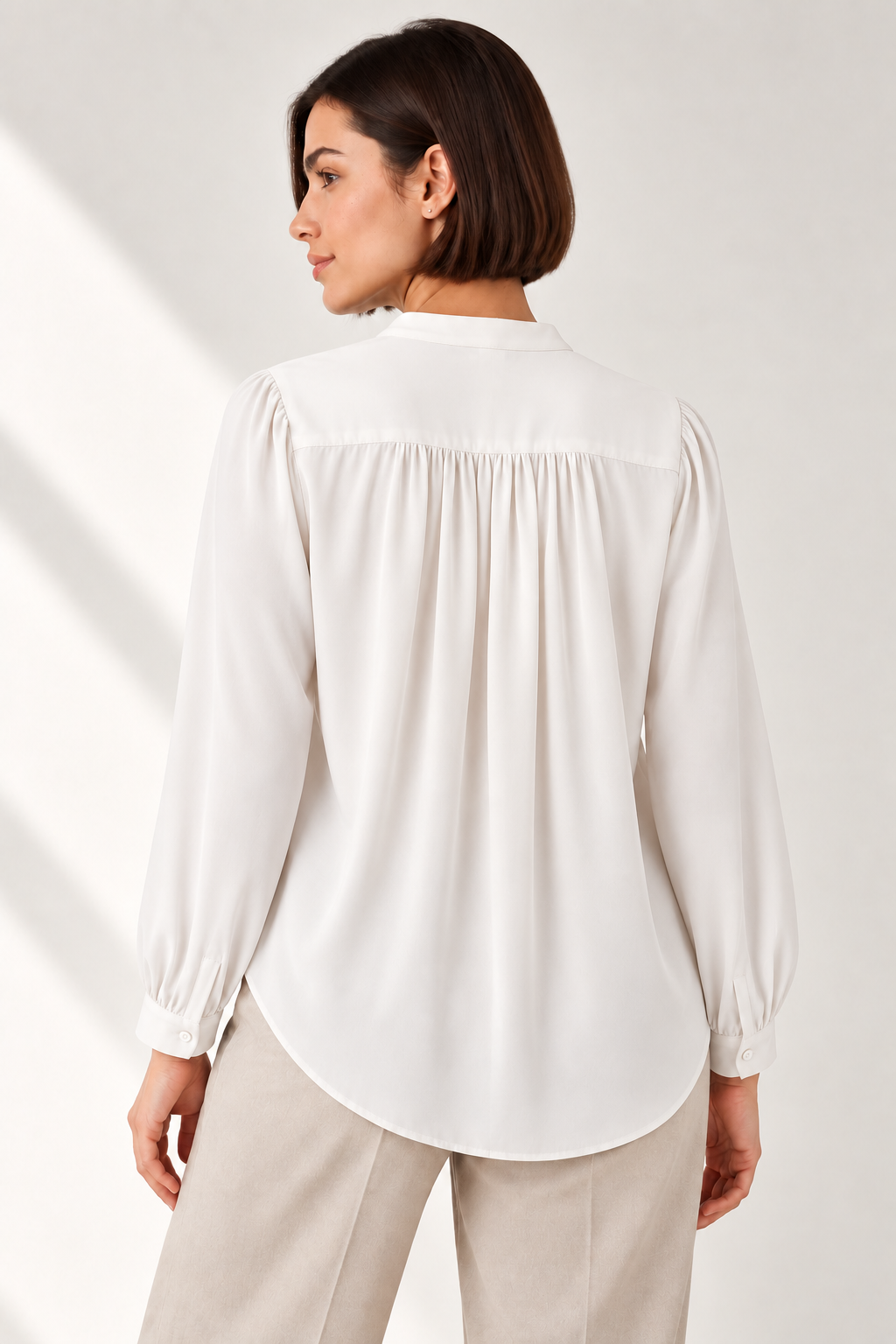 The Gathered Viscose Shirt in Cloud White