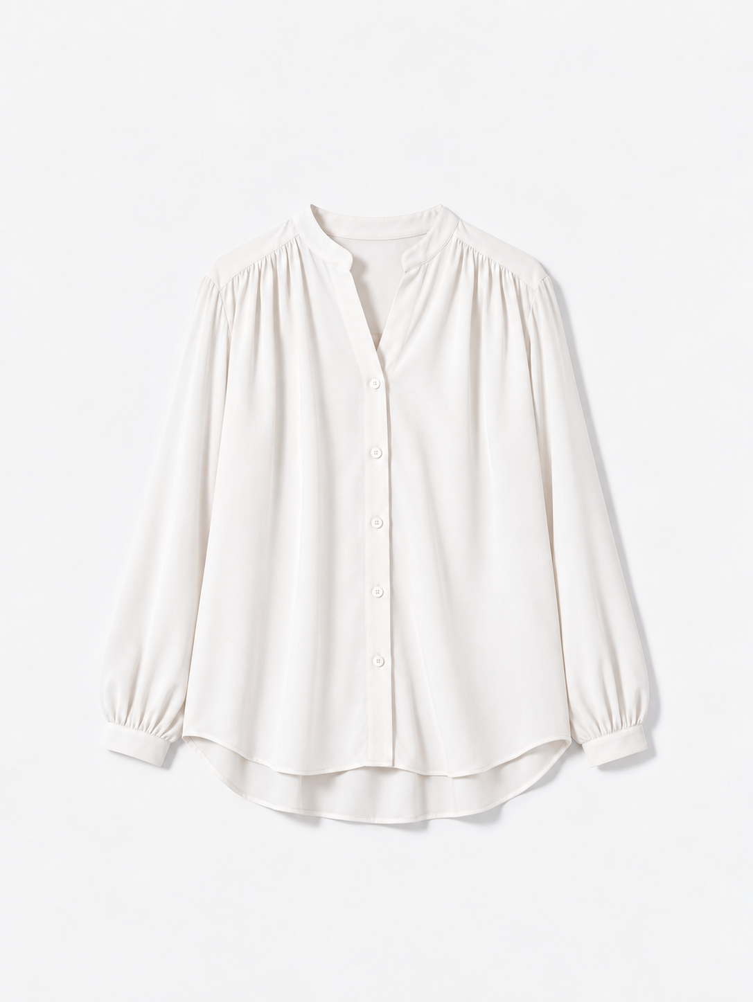 The Gathered Viscose Shirt in Cloud White