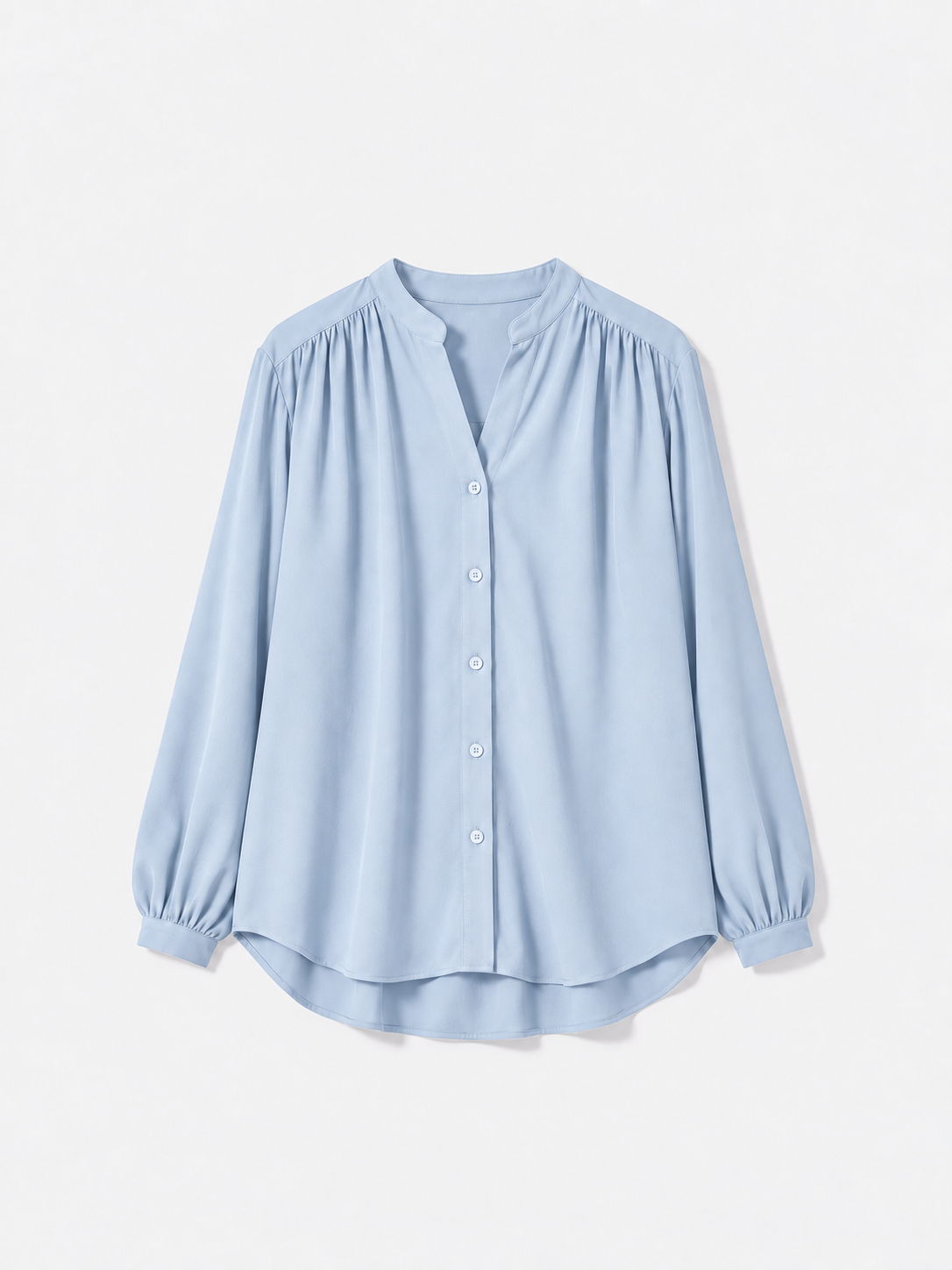 The Gathered Viscose Shirt in Air Blue
