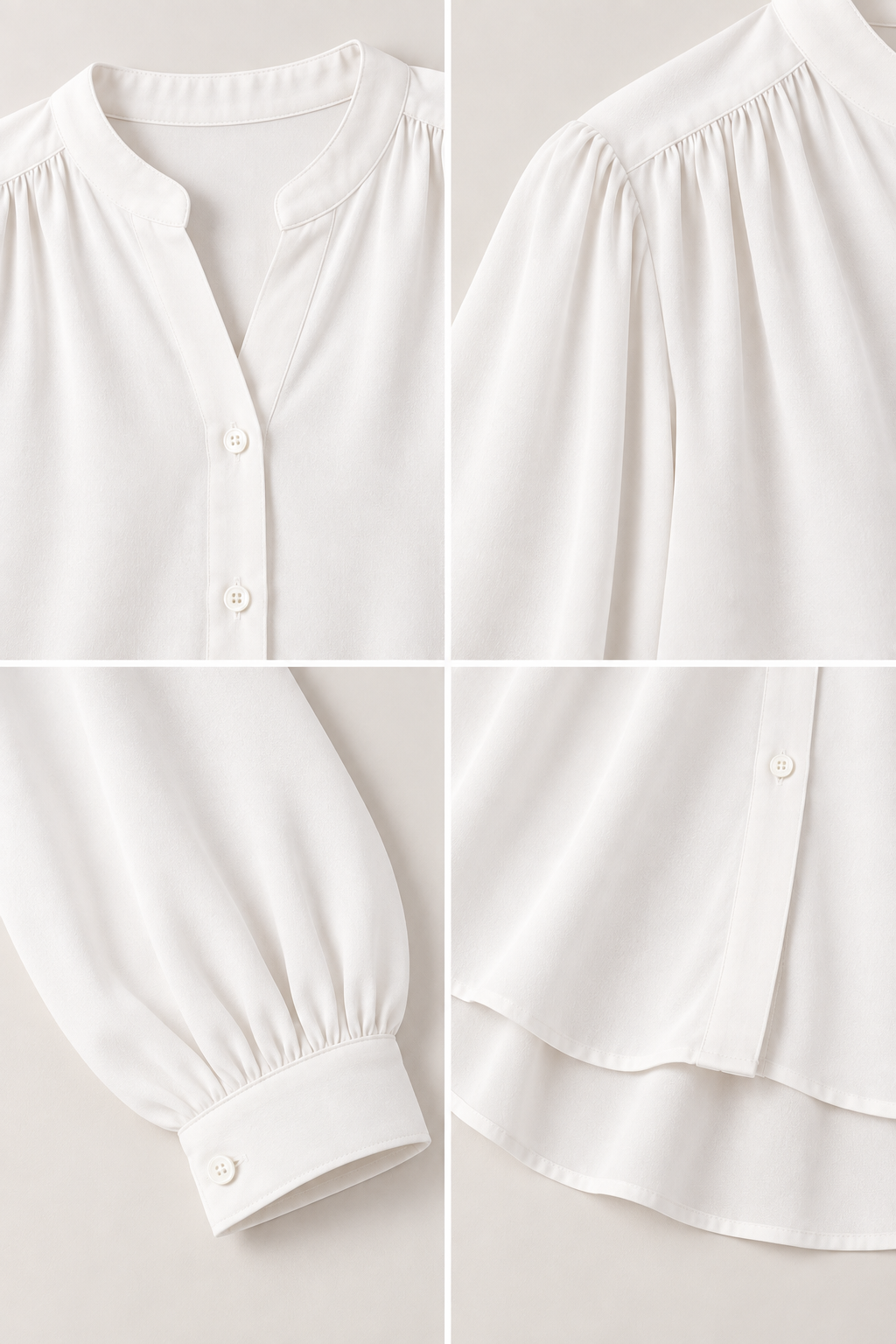 The Gathered Viscose Shirt in Cloud White