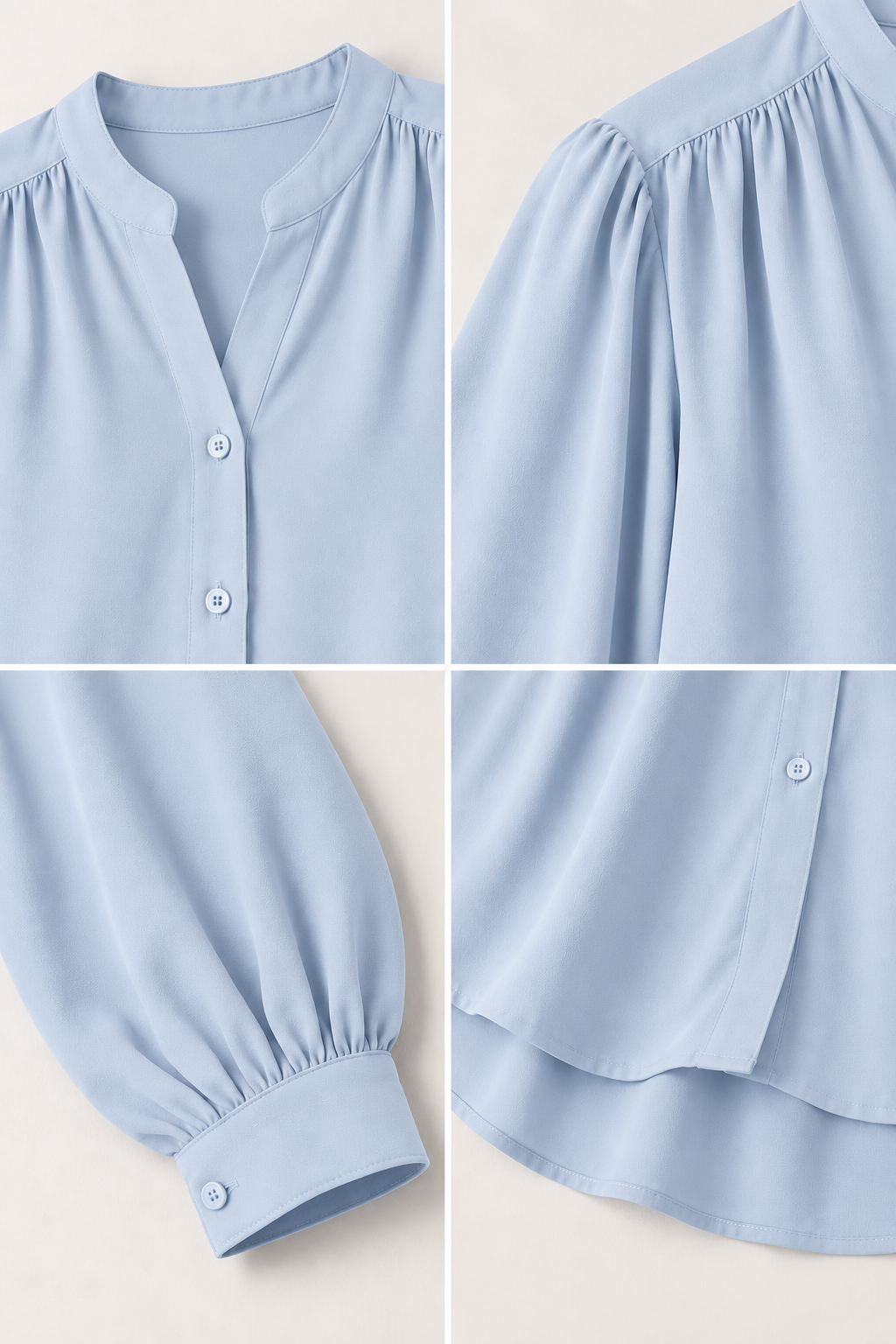The Gathered Viscose Shirt in Air Blue